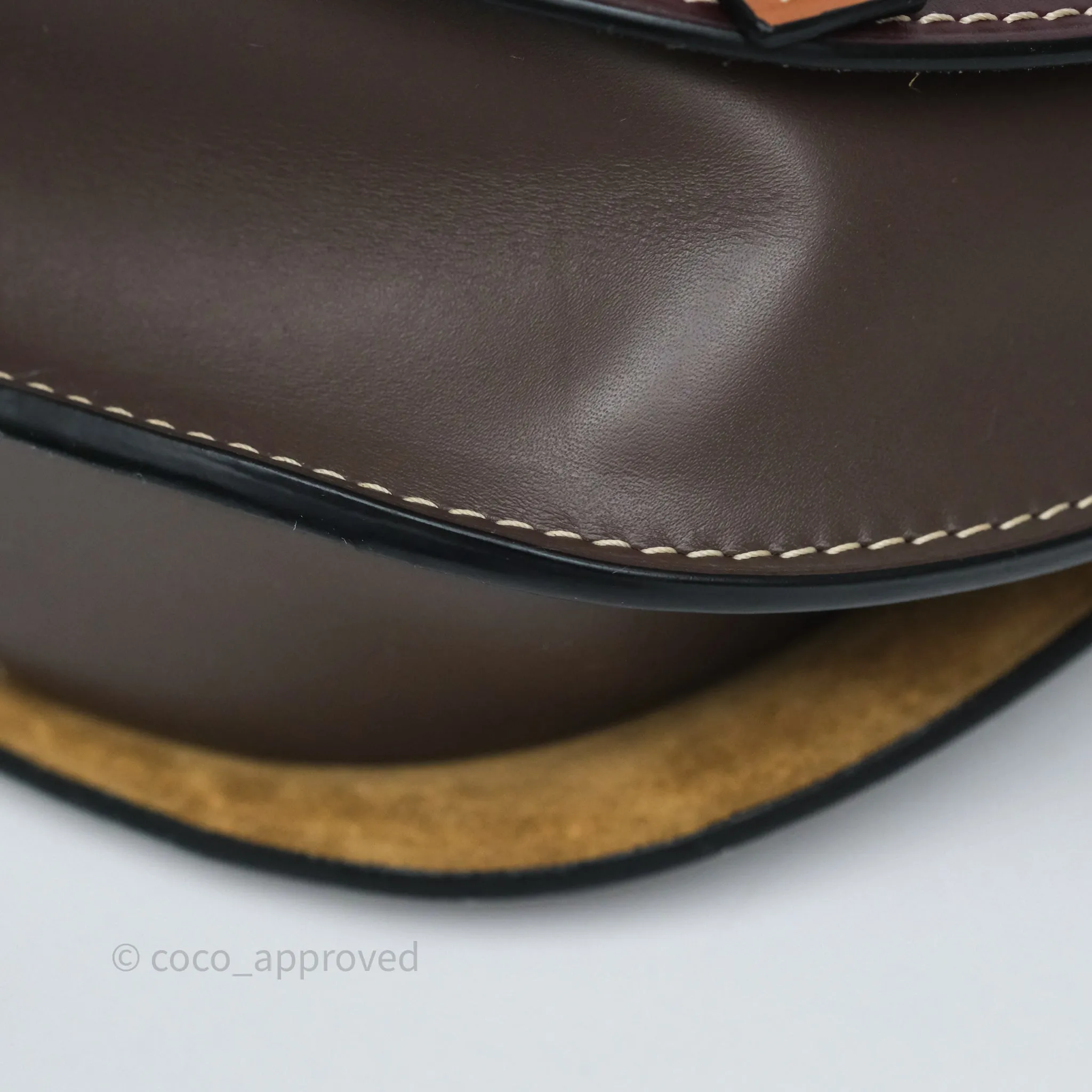 Loewe Small Gate Bag Smooth Calfskin Burgundy Tan Brown