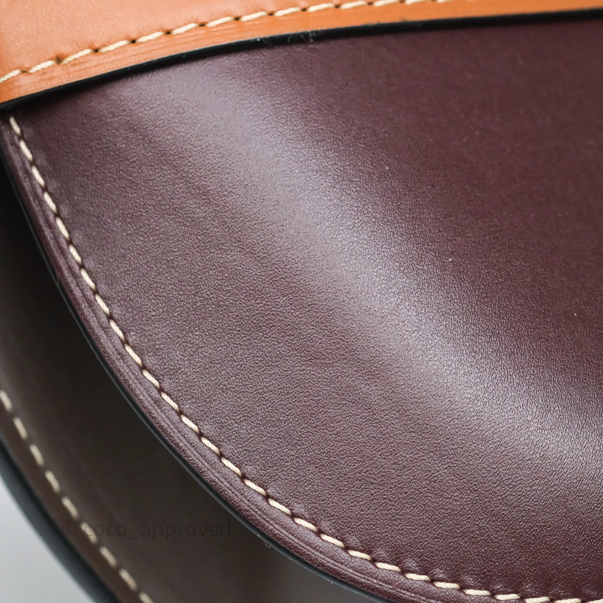 Loewe Small Gate Bag Smooth Calfskin Burgundy Tan Brown