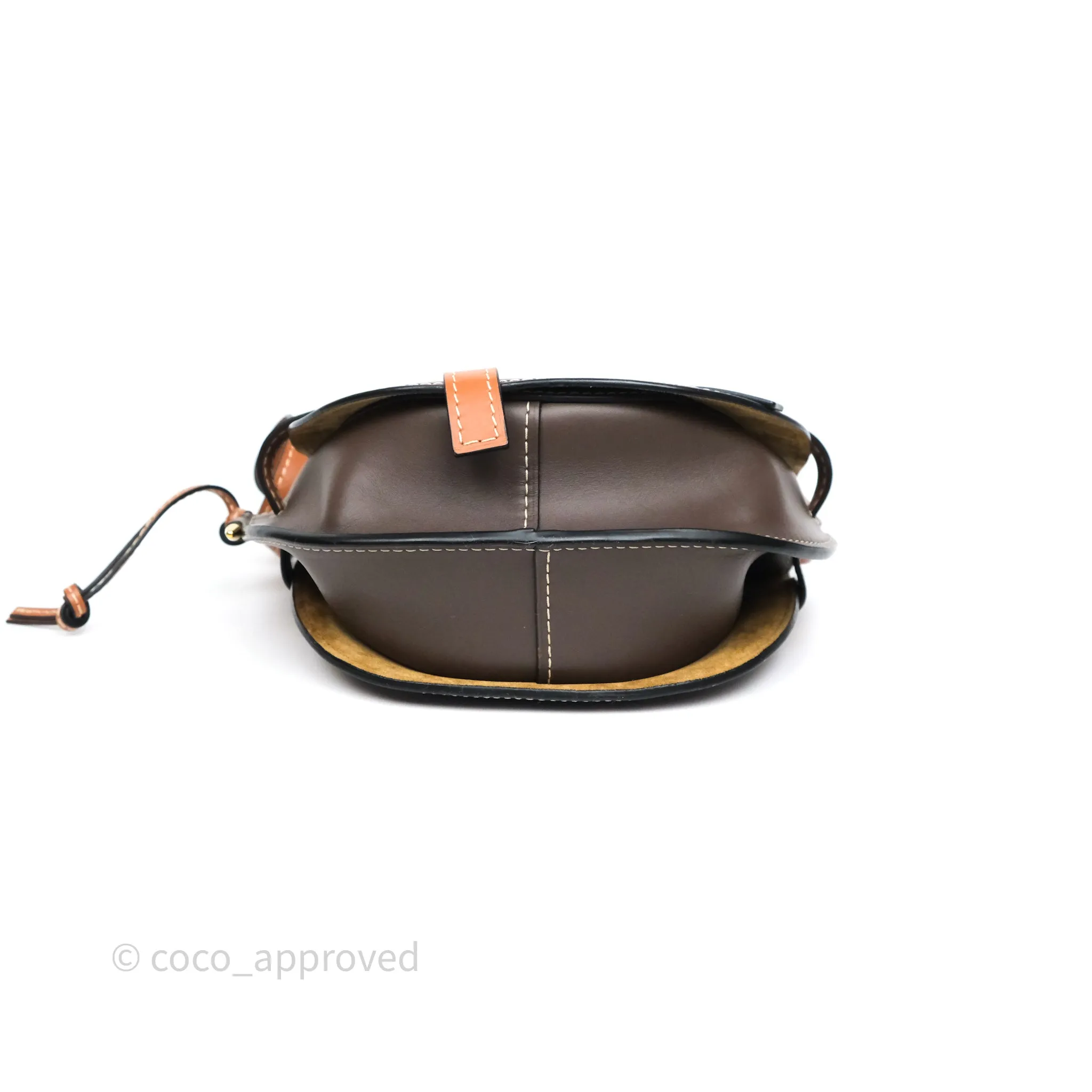 Loewe Small Gate Bag Smooth Calfskin Burgundy Tan Brown