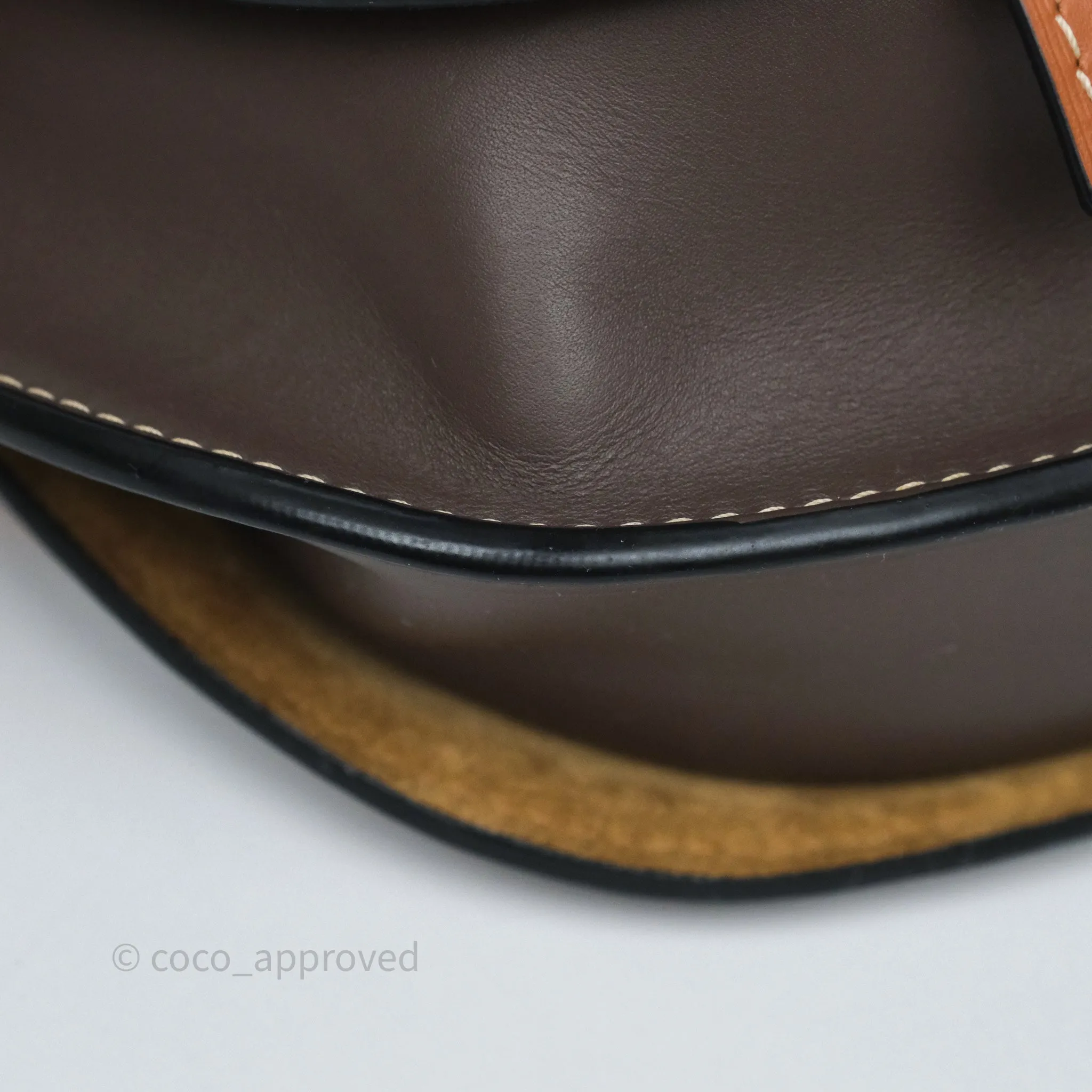 Loewe Small Gate Bag Smooth Calfskin Burgundy Tan Brown