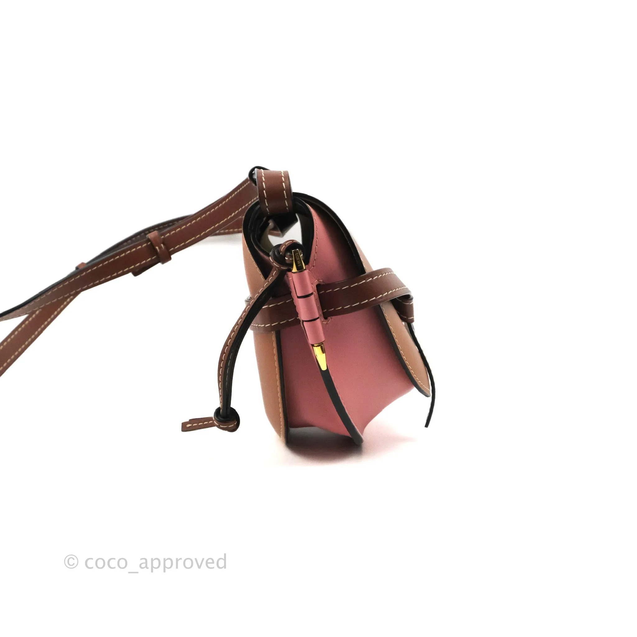 Loewe Small Gate Bag Smooth Calfskin in Tan/Pink