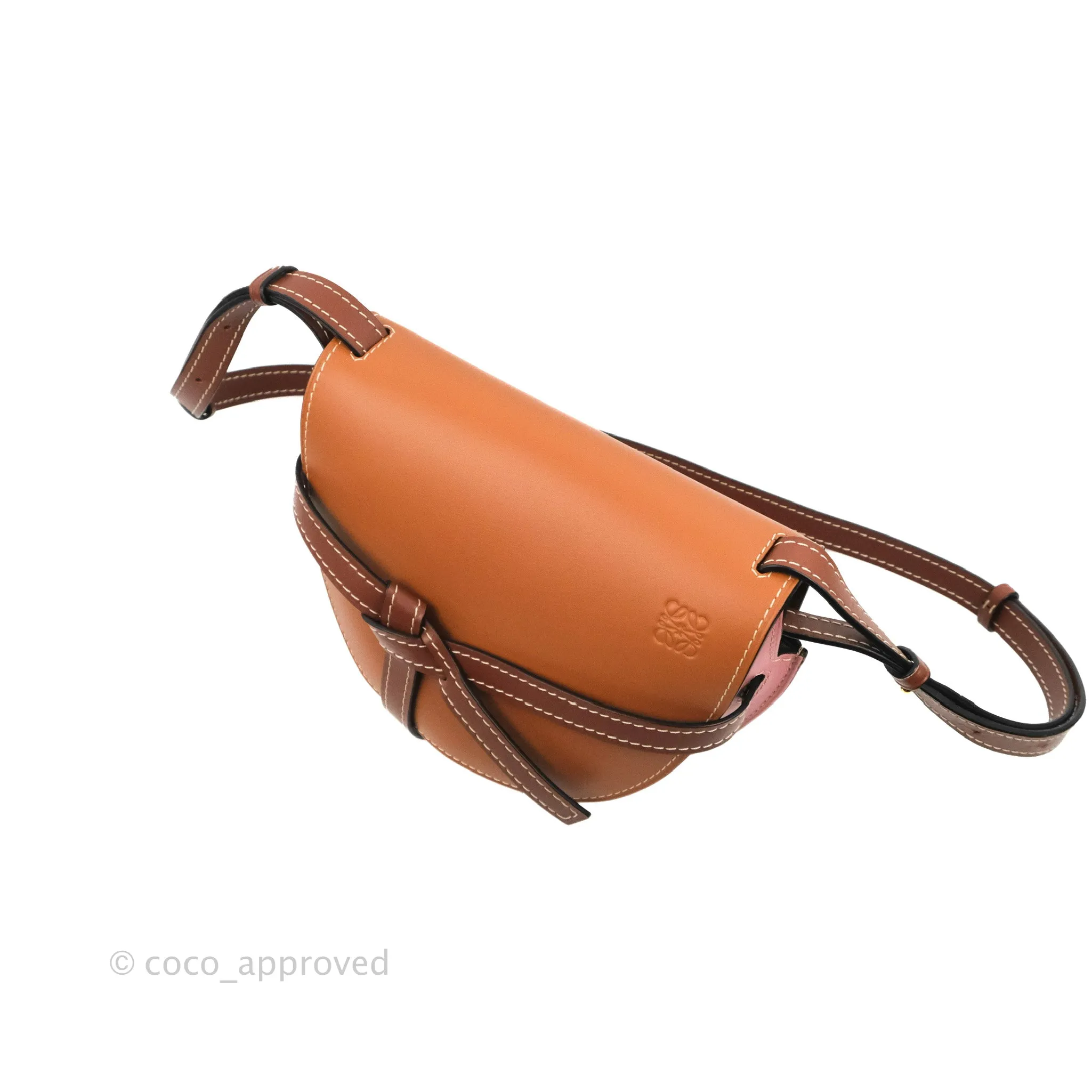 Loewe Small Gate Bag Smooth Calfskin in Tan/Pink