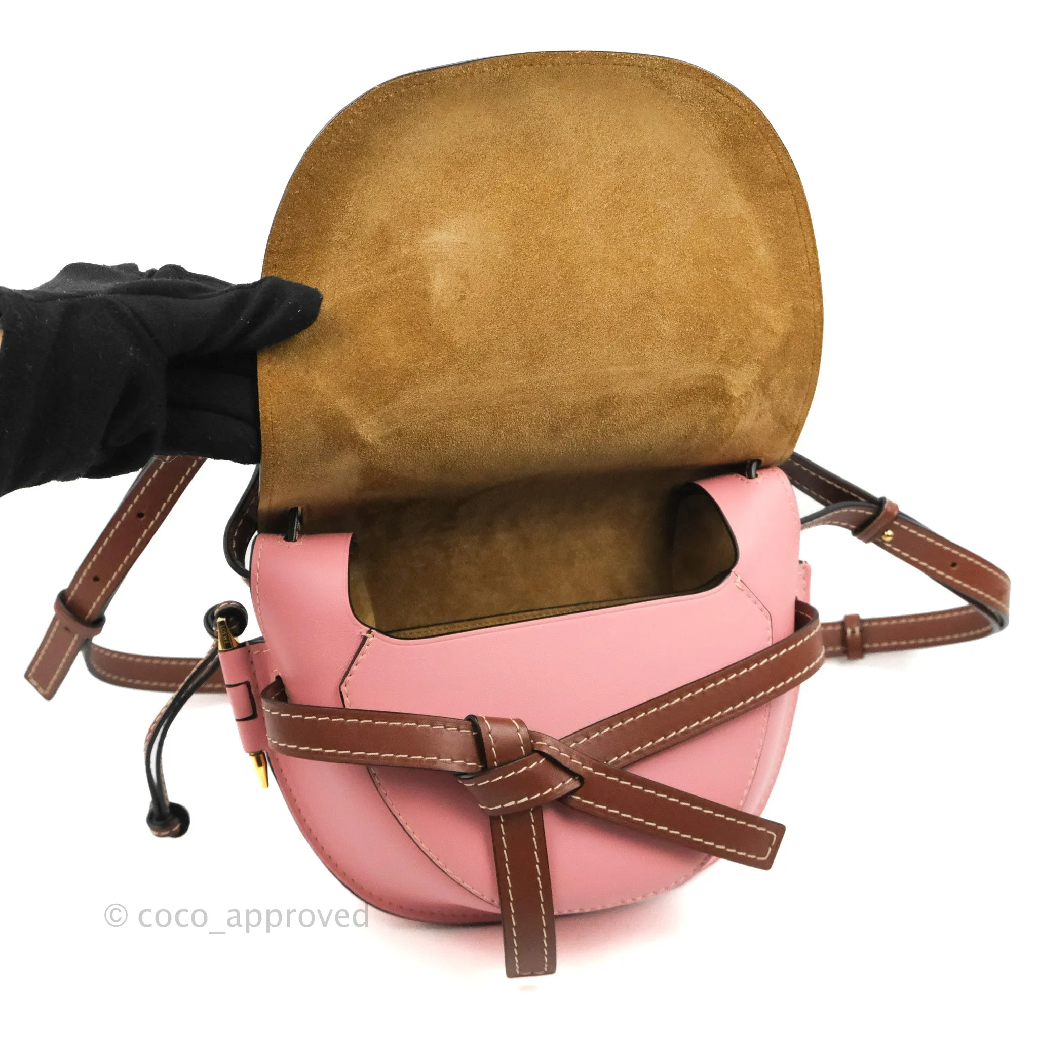 Loewe Small Gate Bag Smooth Calfskin in Tan/Pink