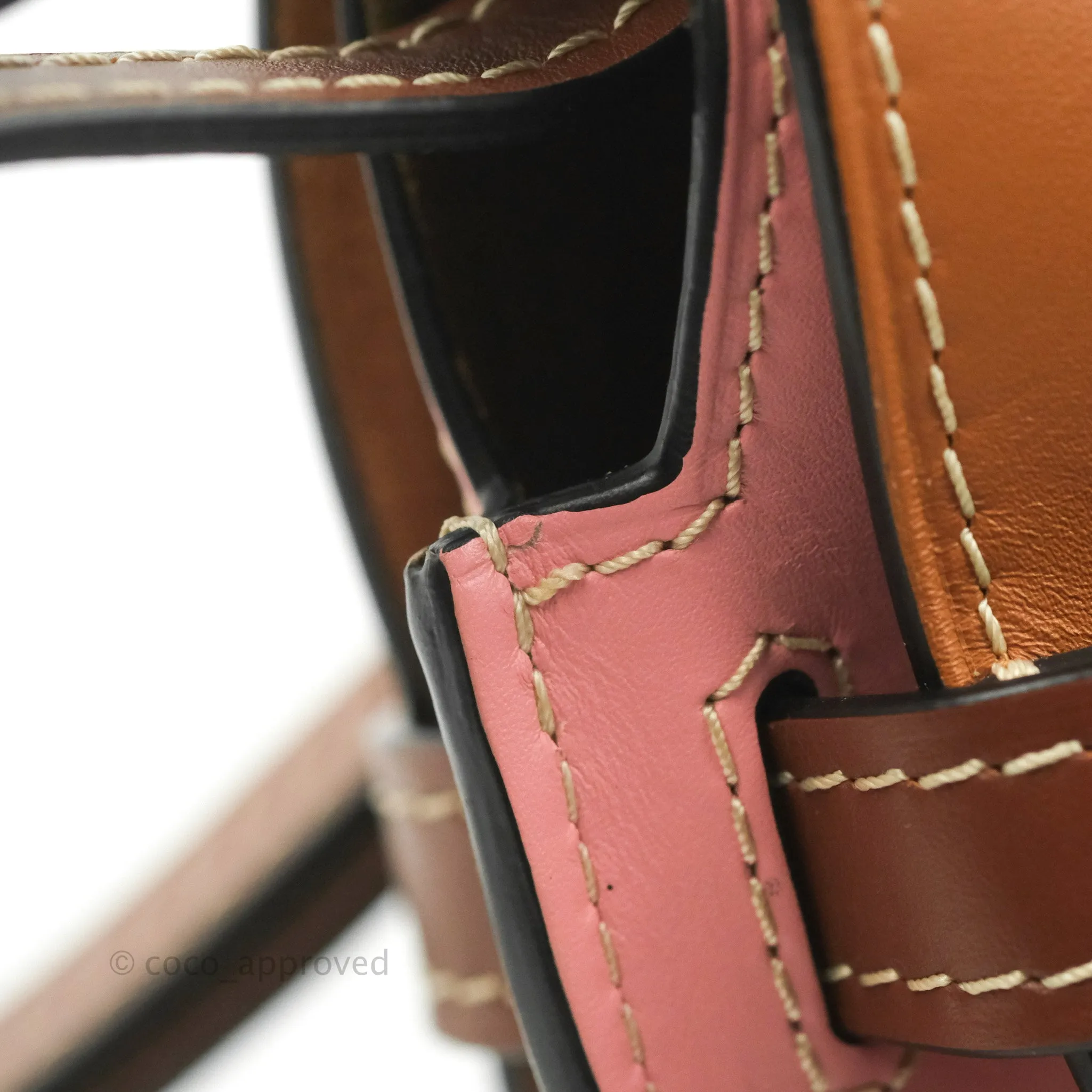 Loewe Small Gate Bag Smooth Calfskin in Tan/Pink