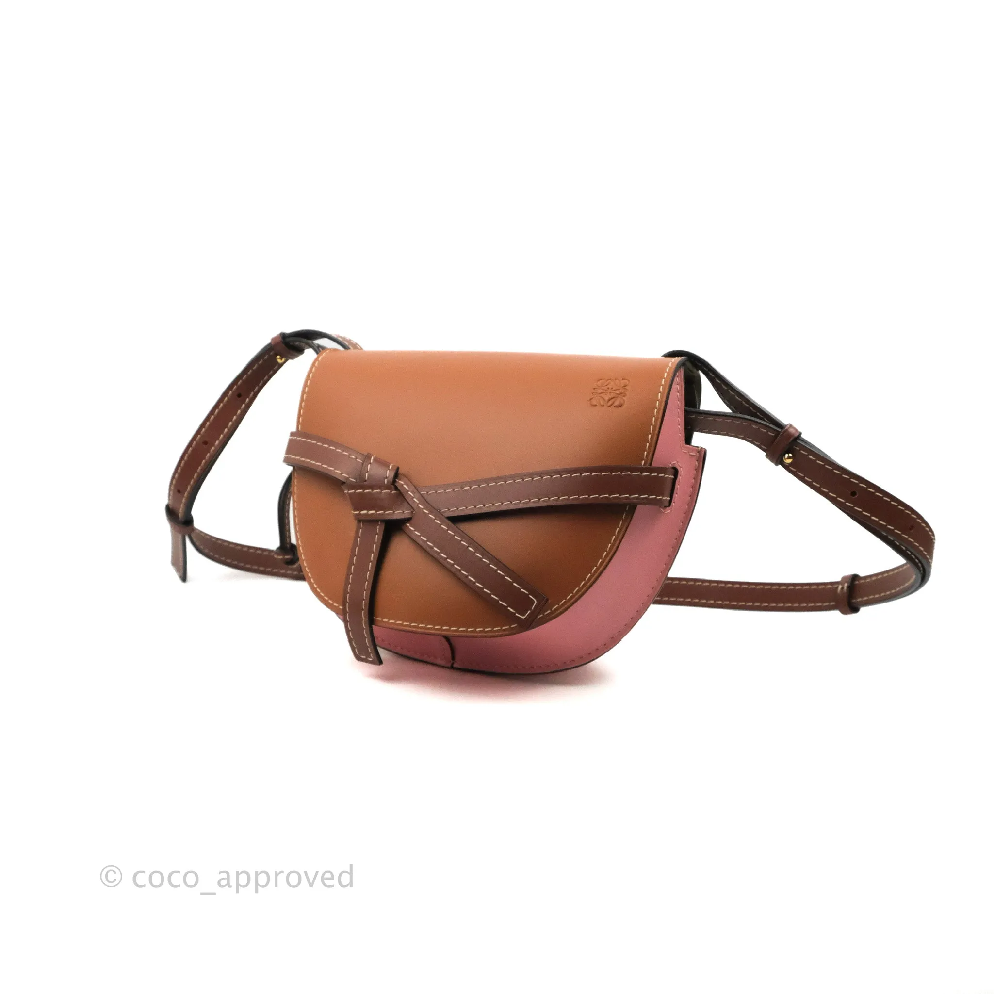 Loewe Small Gate Bag Smooth Calfskin in Tan/Pink