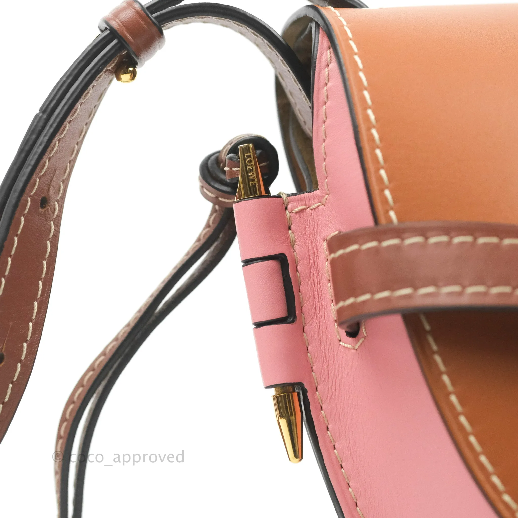 Loewe Small Gate Bag Smooth Calfskin in Tan/Pink