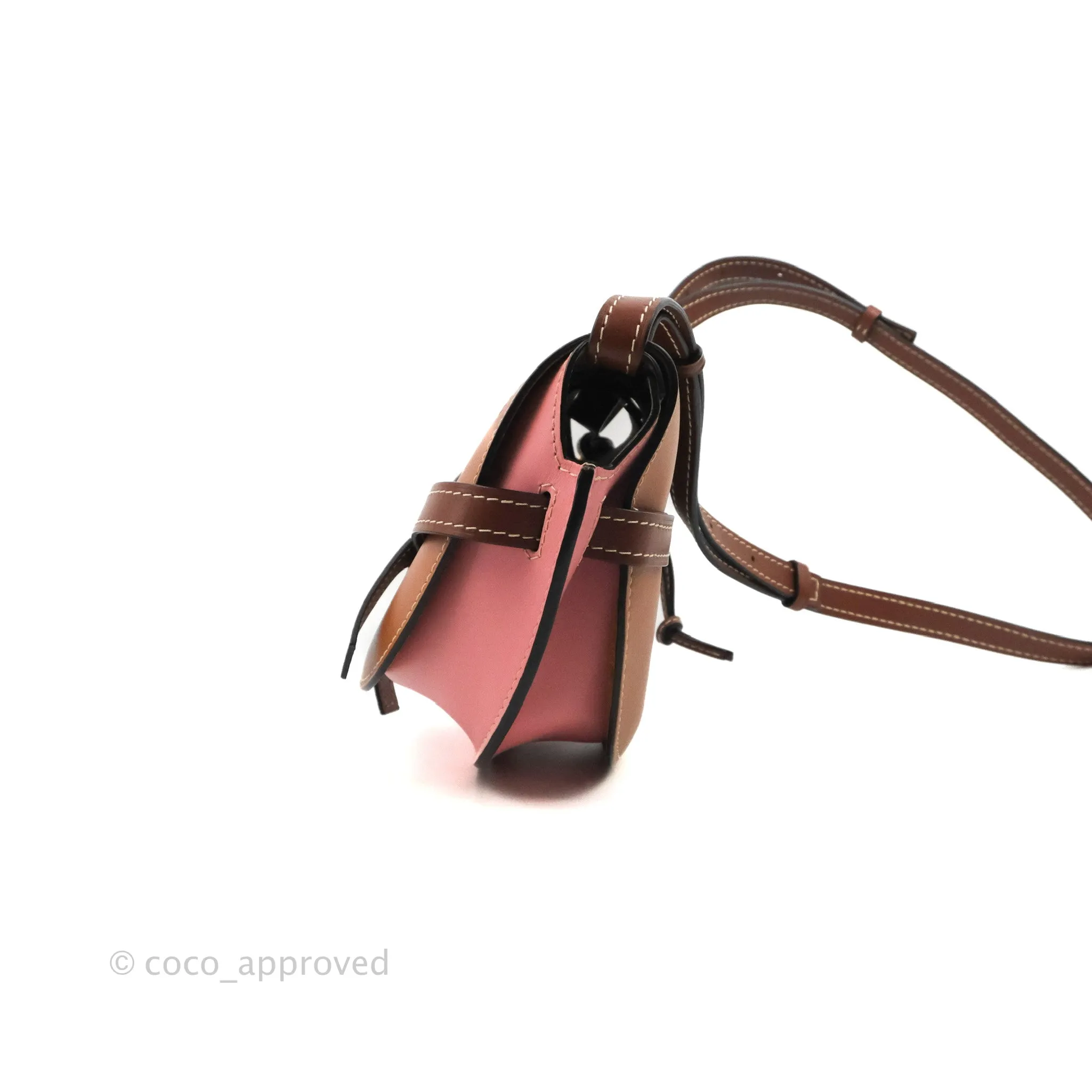 Loewe Small Gate Bag Smooth Calfskin in Tan/Pink