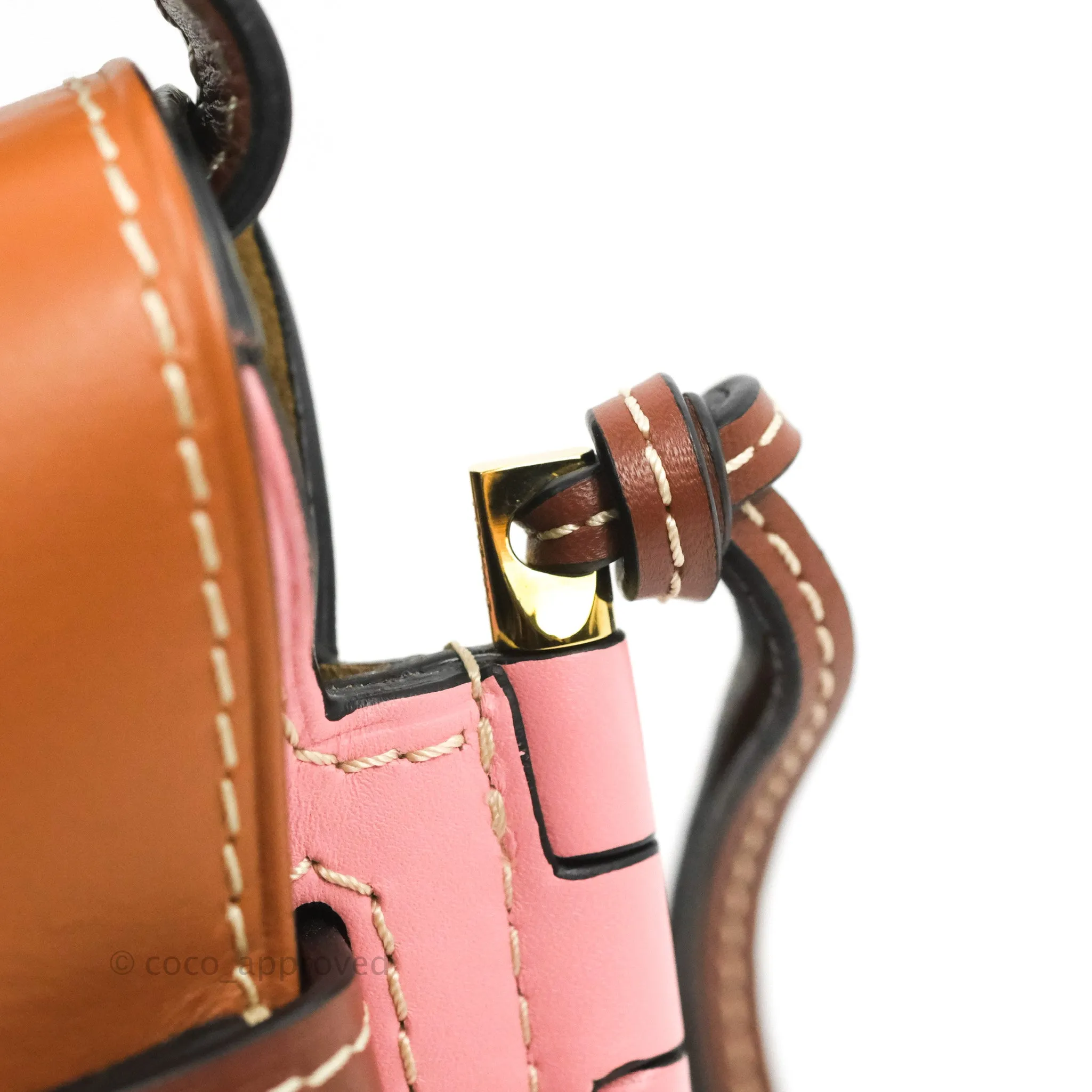 Loewe Small Gate Bag Smooth Calfskin in Tan/Pink