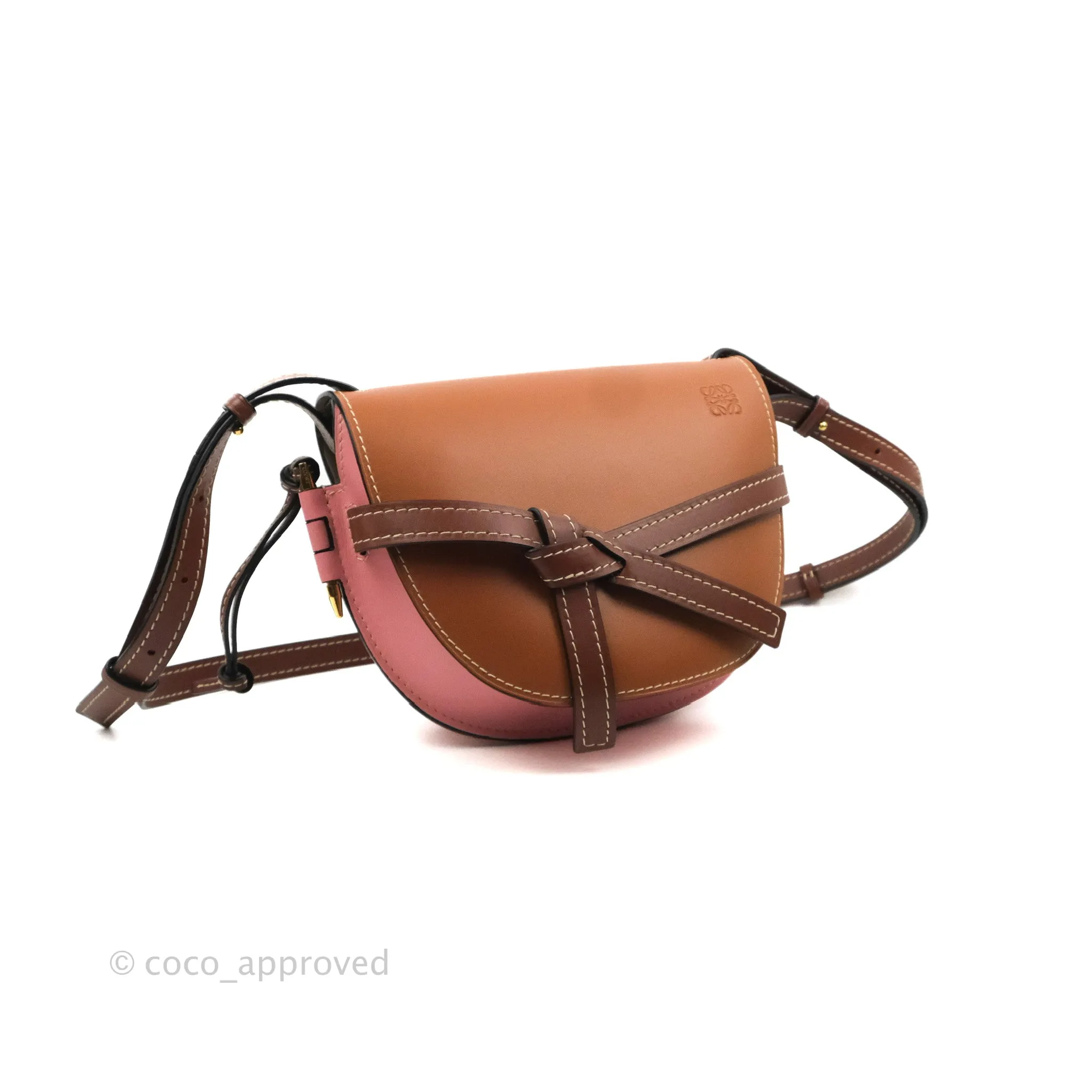 Loewe Small Gate Bag Smooth Calfskin in Tan/Pink