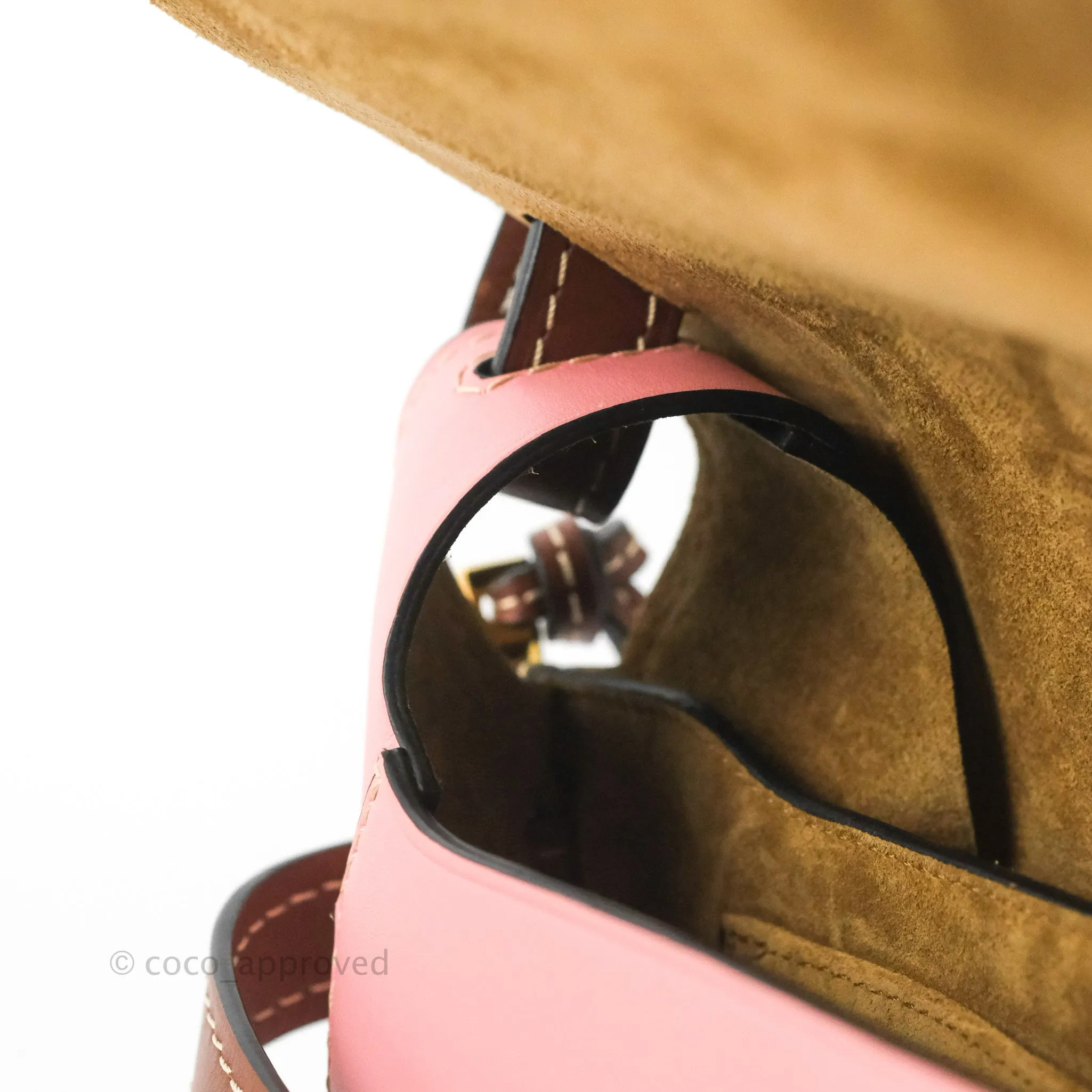 Loewe Small Gate Bag Smooth Calfskin in Tan/Pink