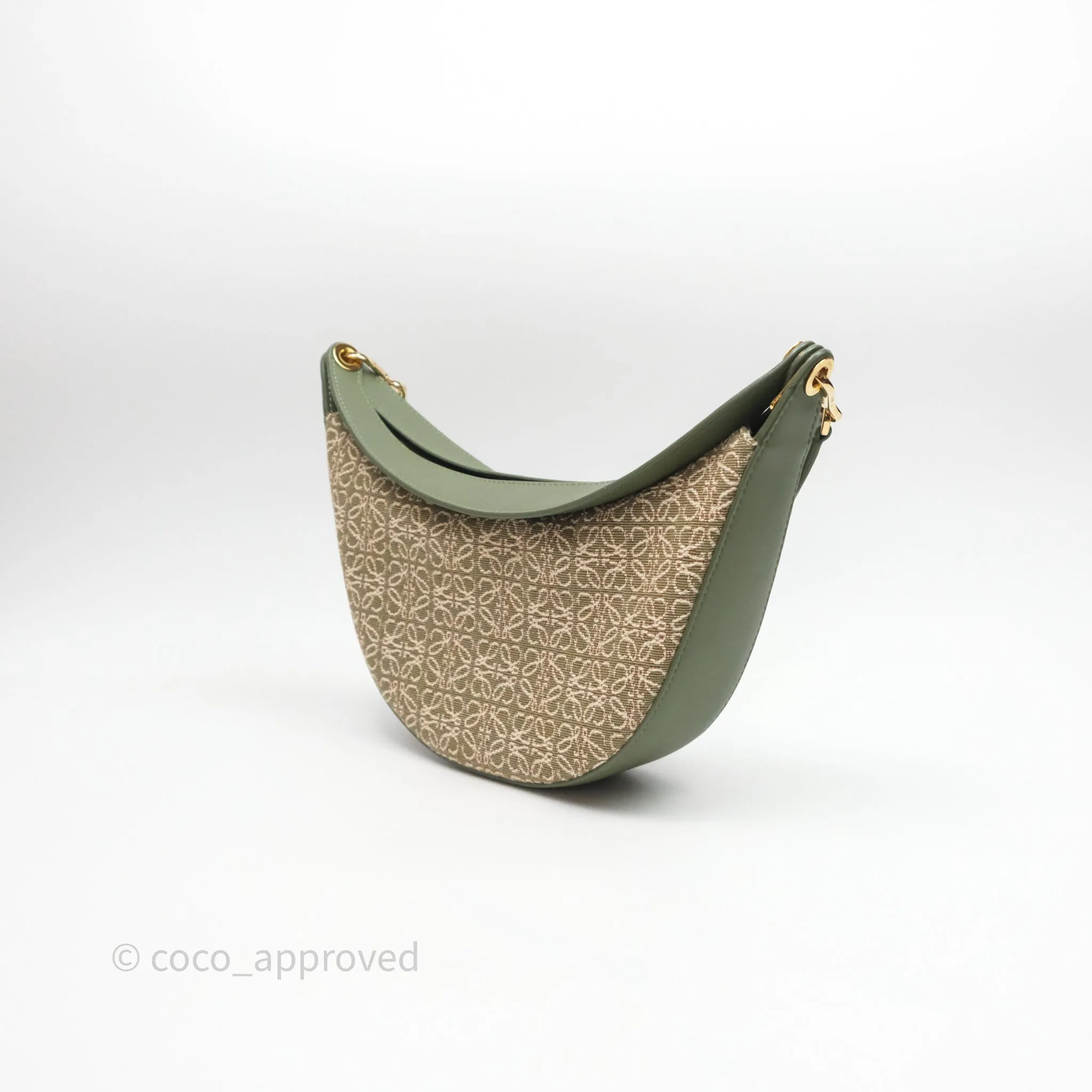 Loewe Small Luna Anagram Shoulder Bag Green Calfskin Jacquard