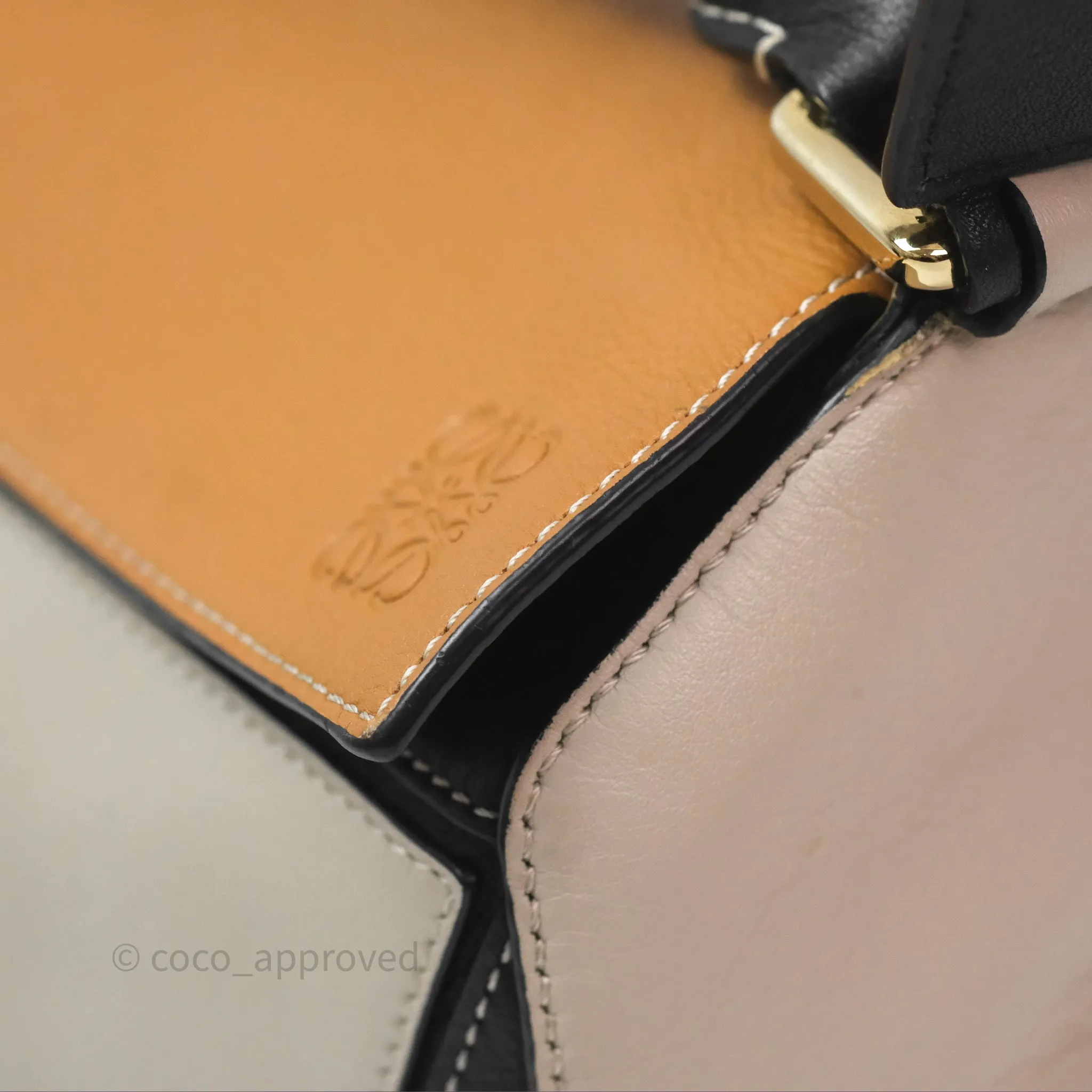 Loewe Small Puzzle Bag Amber/ Light Oat Calfskin Gold Hardware