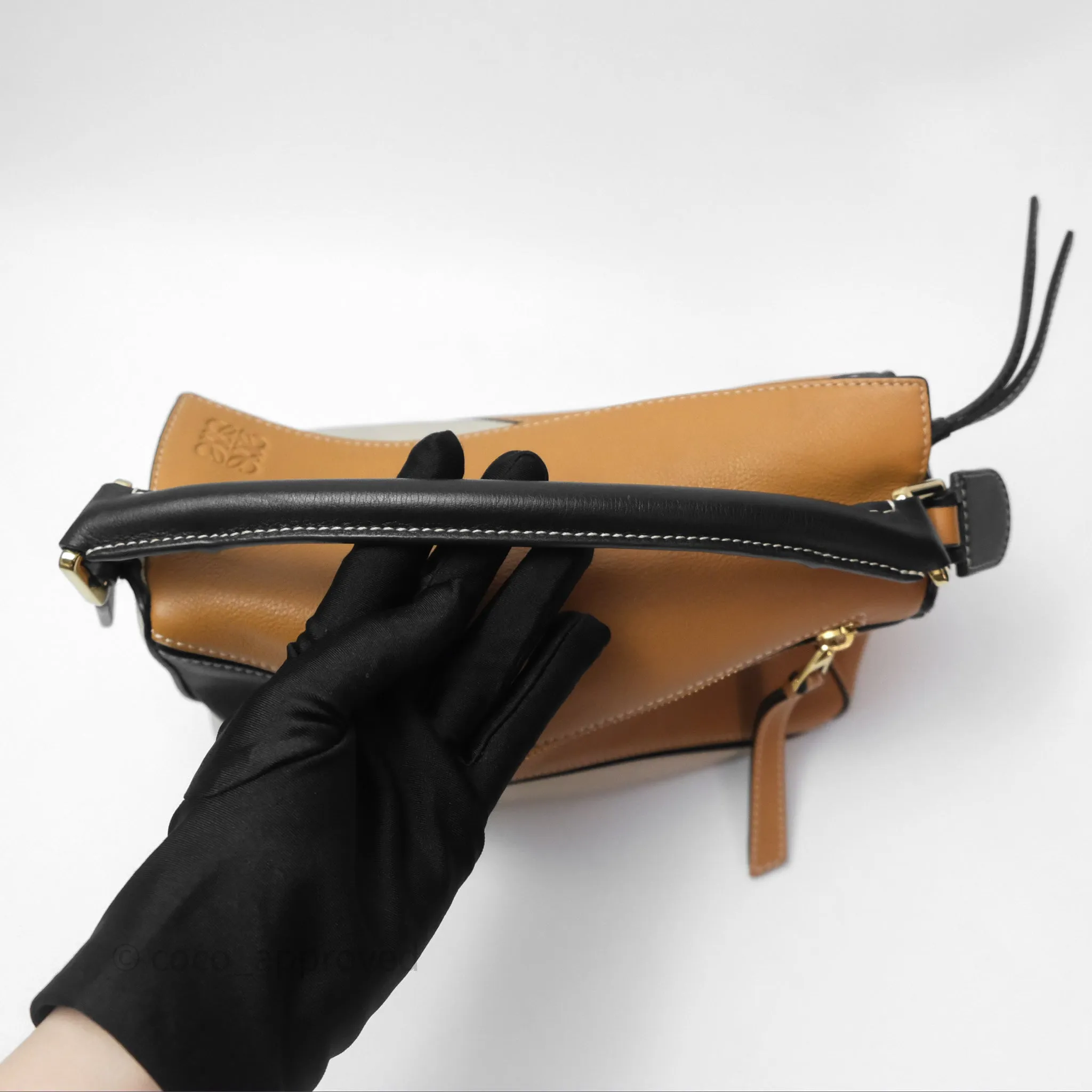 Loewe Small Puzzle Bag Amber/ Light Oat Calfskin Gold Hardware
