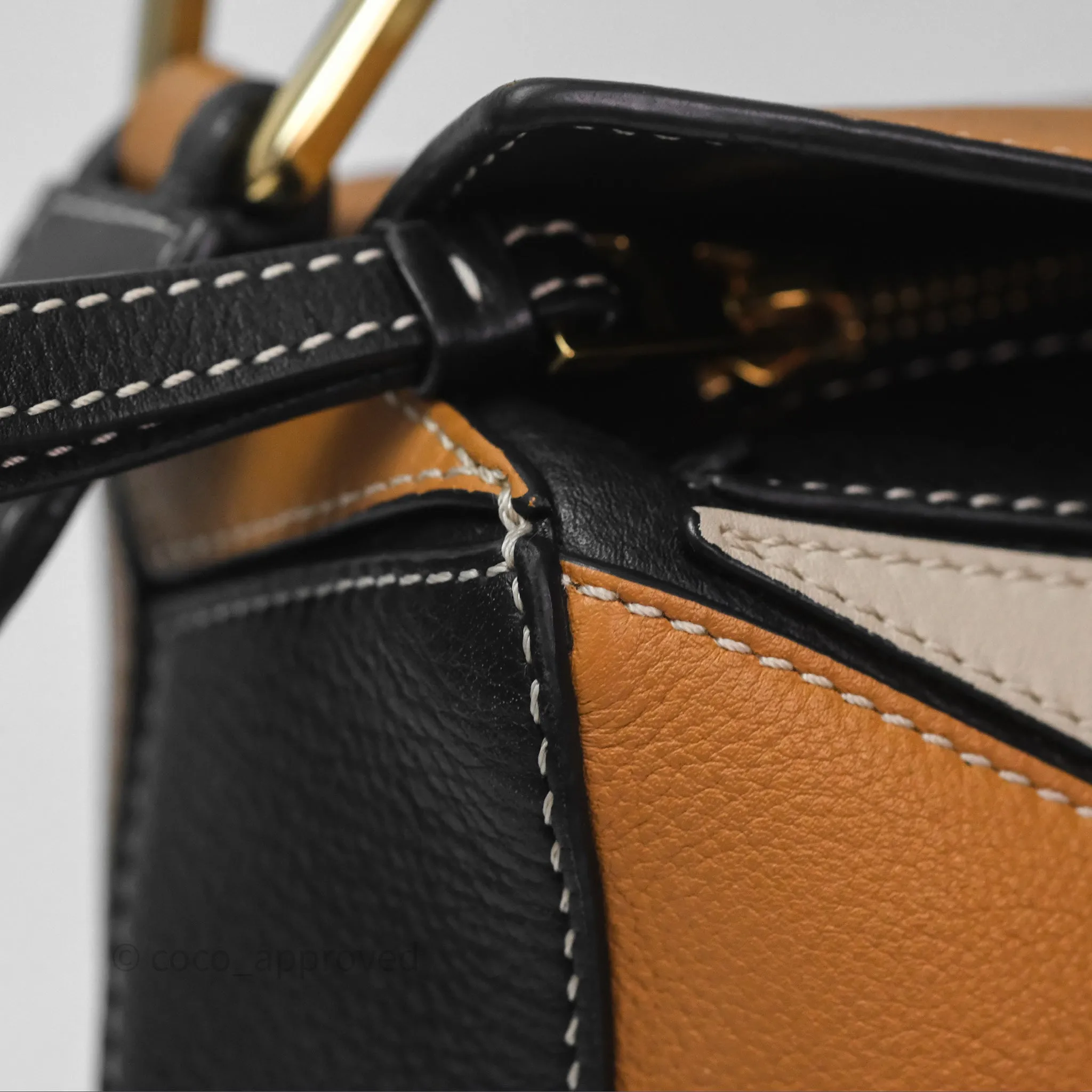 Loewe Small Puzzle Bag Amber/ Light Oat Calfskin Gold Hardware