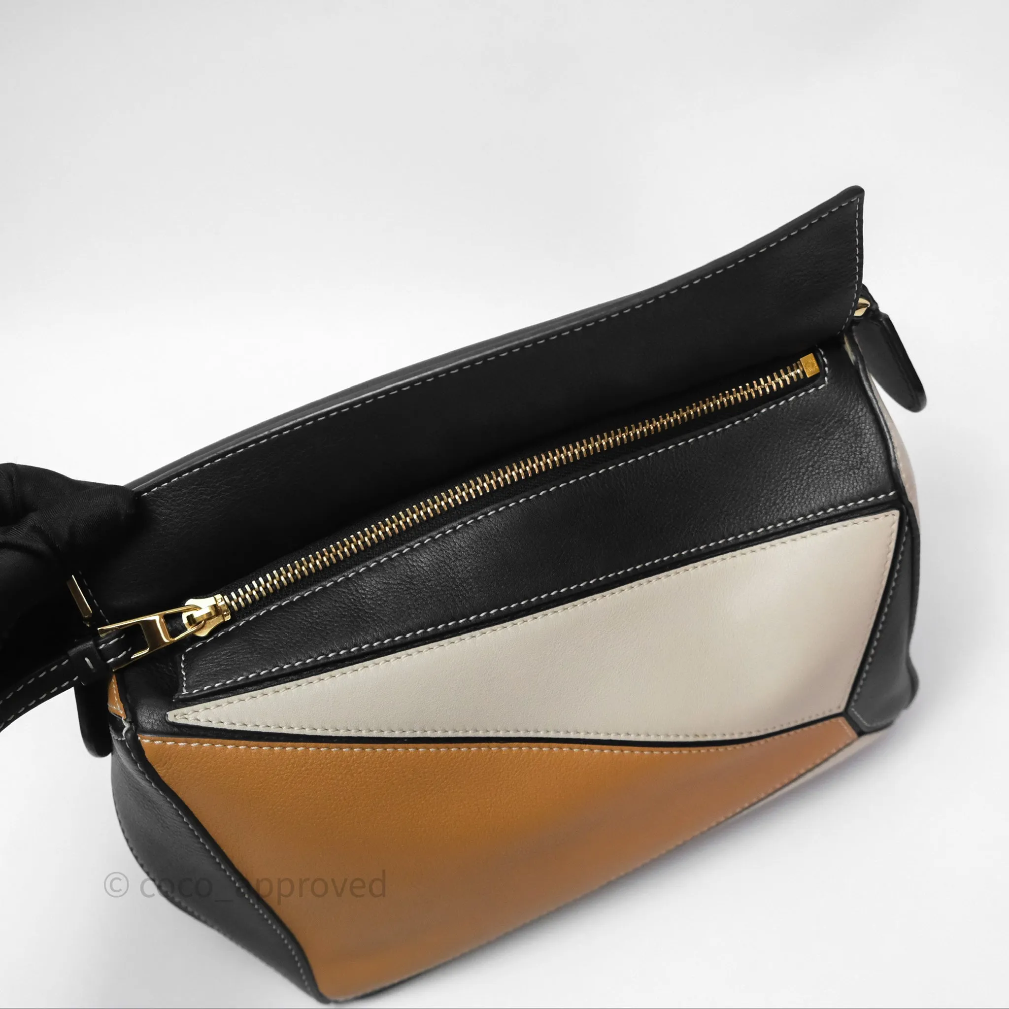 Loewe Small Puzzle Bag Amber/ Light Oat Calfskin Gold Hardware