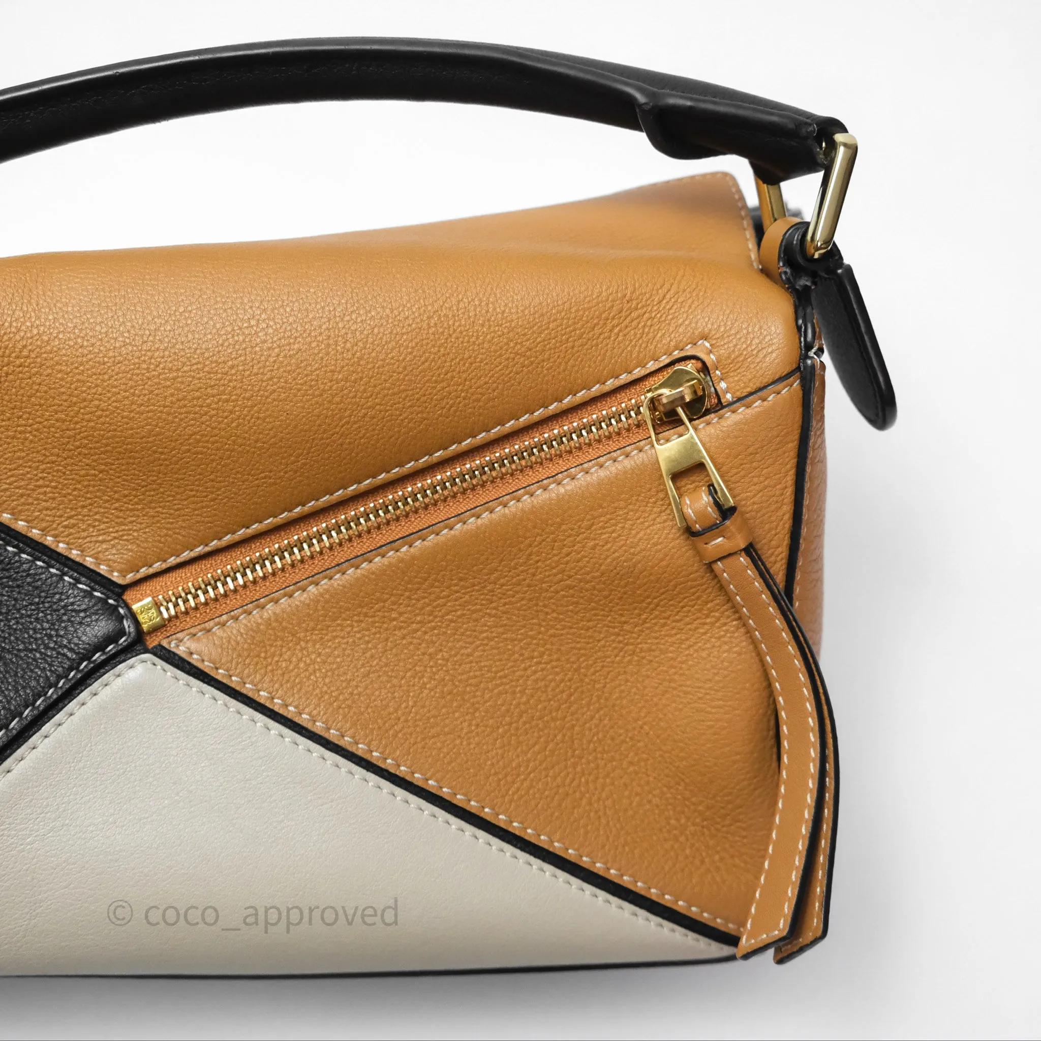 Loewe Small Puzzle Bag Amber/ Light Oat Calfskin Gold Hardware