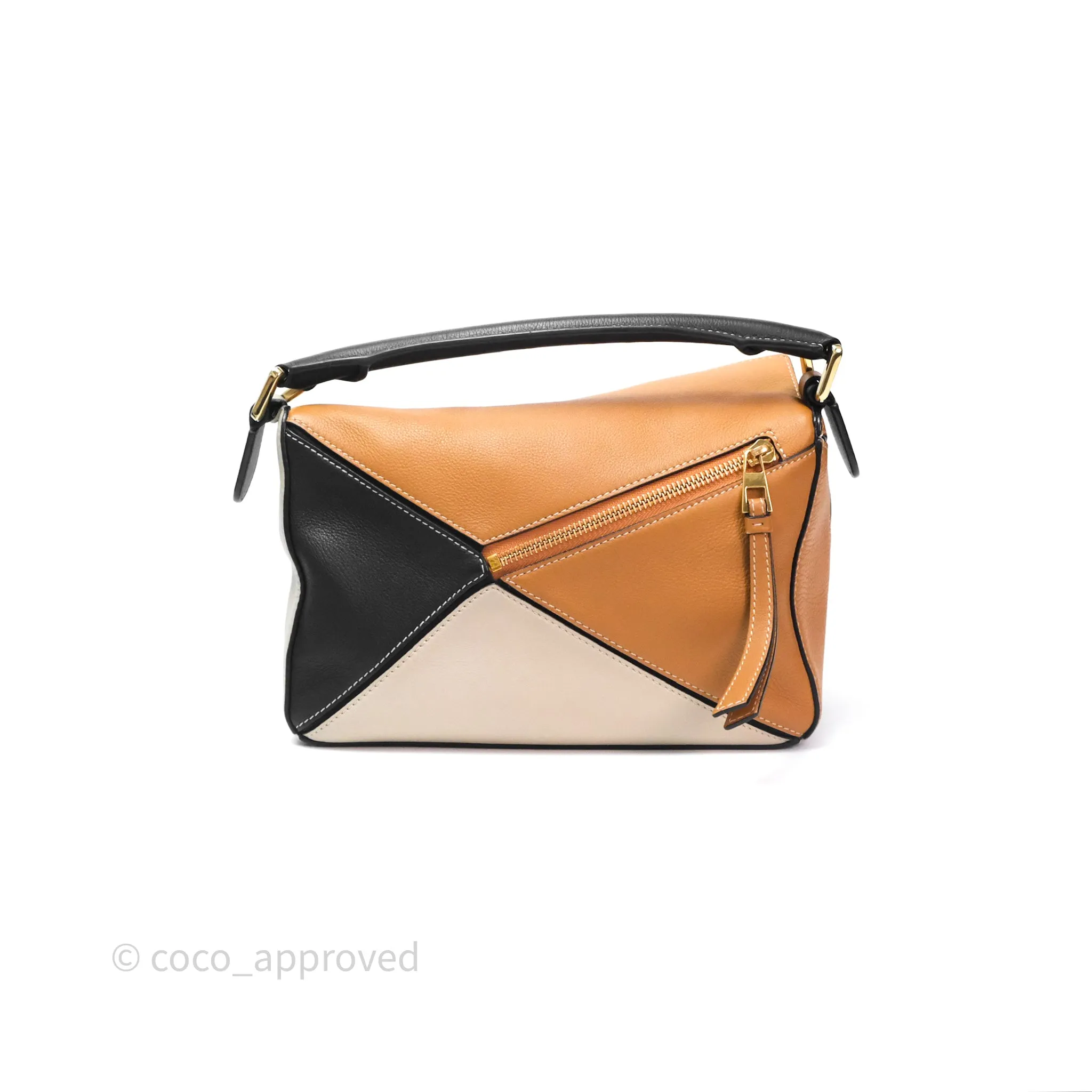 Loewe Small Puzzle Bag Amber/ Light Oat Calfskin Gold Hardware