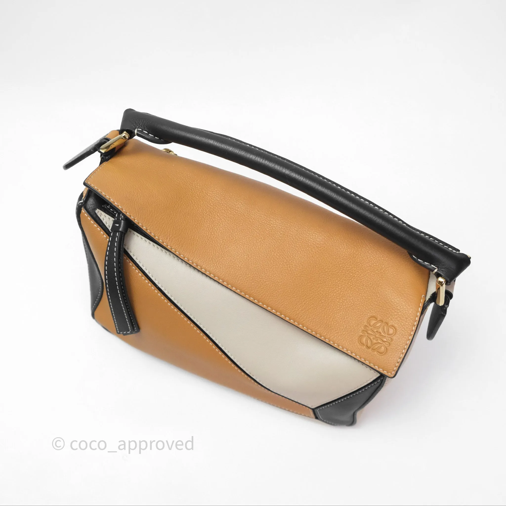 Loewe Small Puzzle Bag Amber/ Light Oat Calfskin Gold Hardware