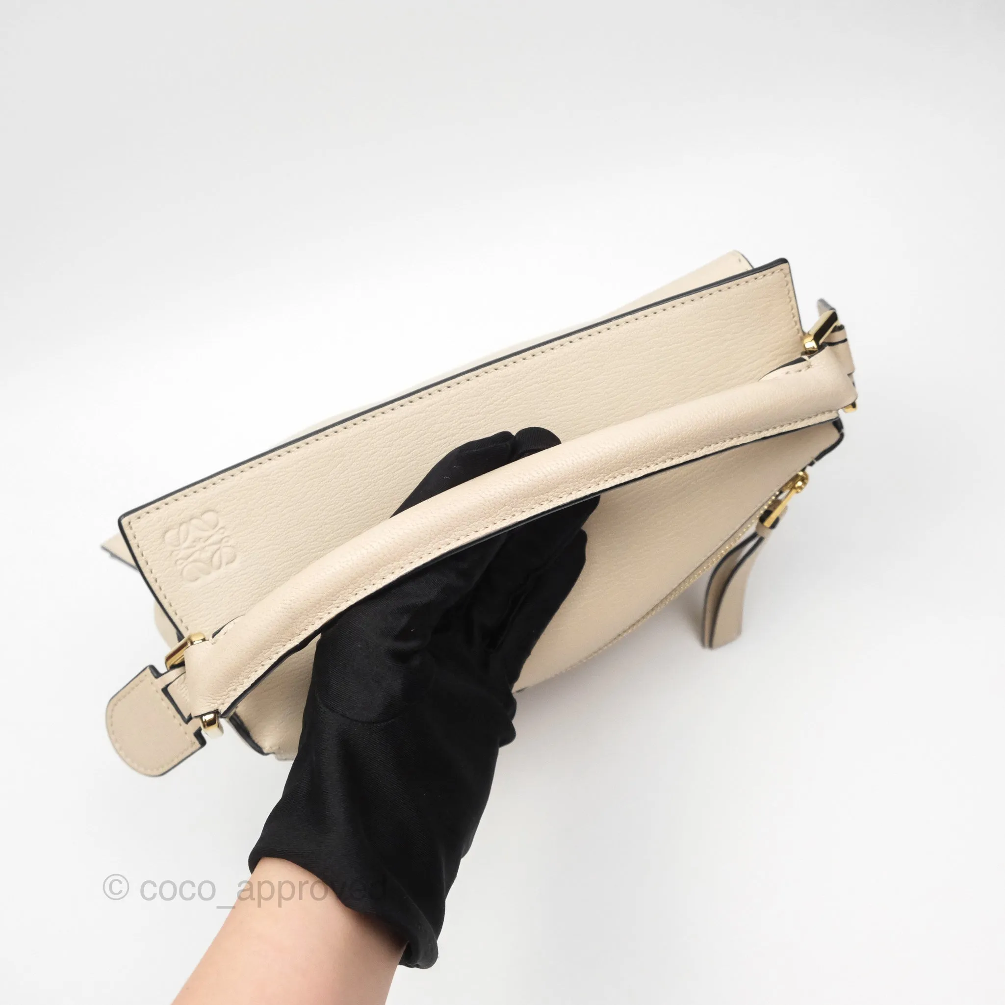 Loewe Small Puzzle Bag Beige Calfskin Gold Hardware