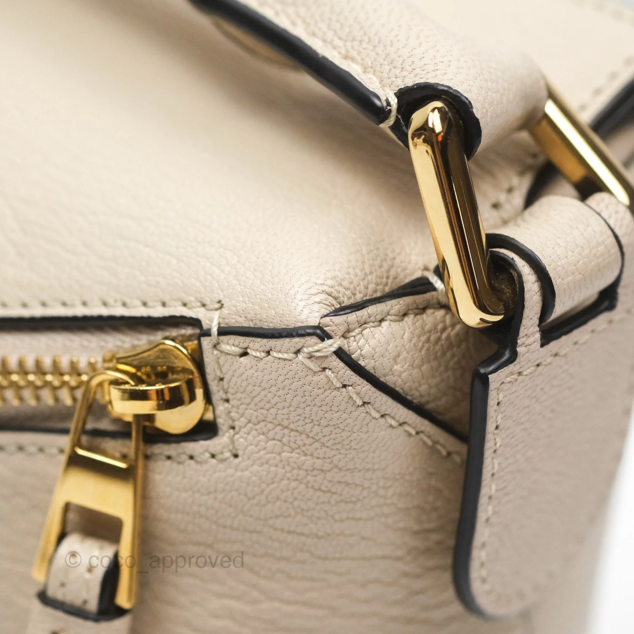 Loewe Small Puzzle Bag Beige Calfskin Gold Hardware