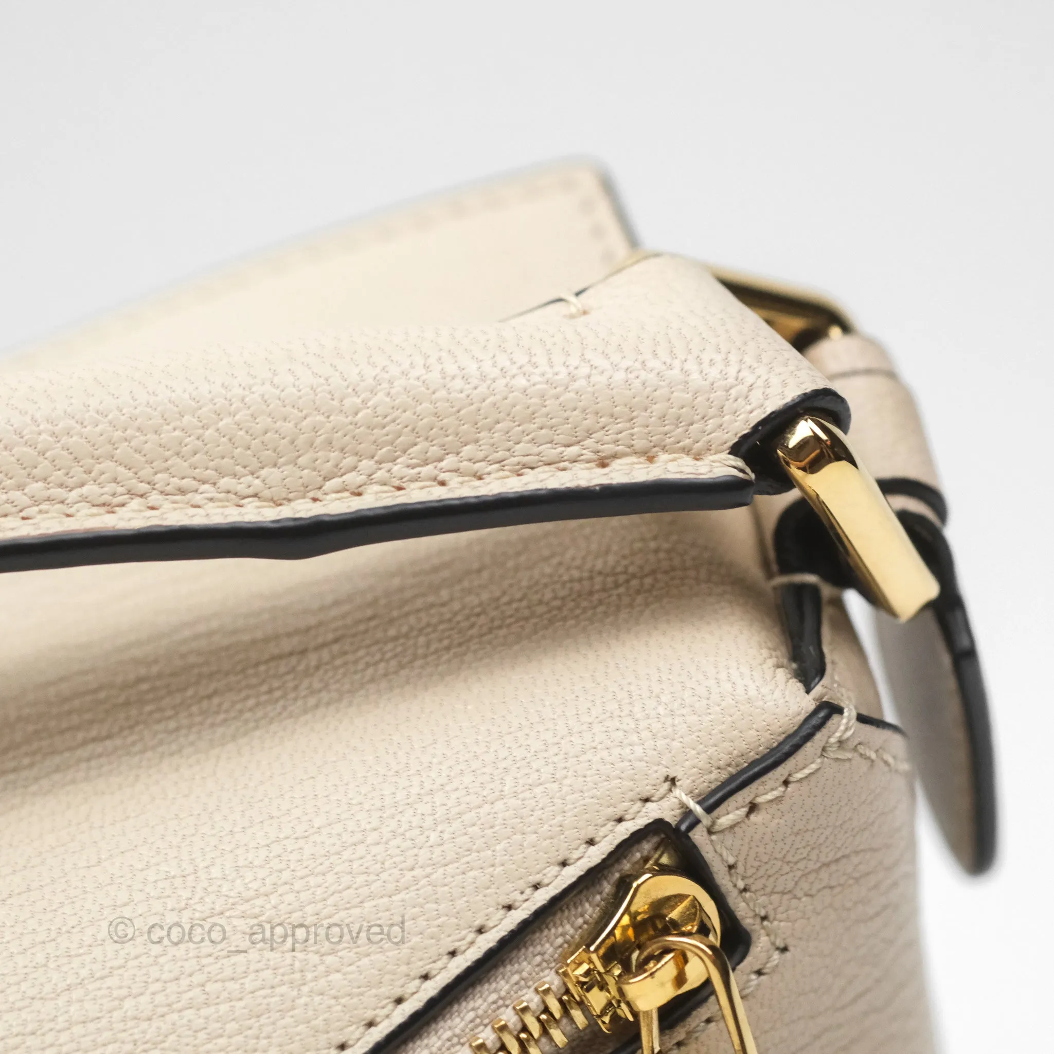 Loewe Small Puzzle Bag Beige Calfskin Gold Hardware