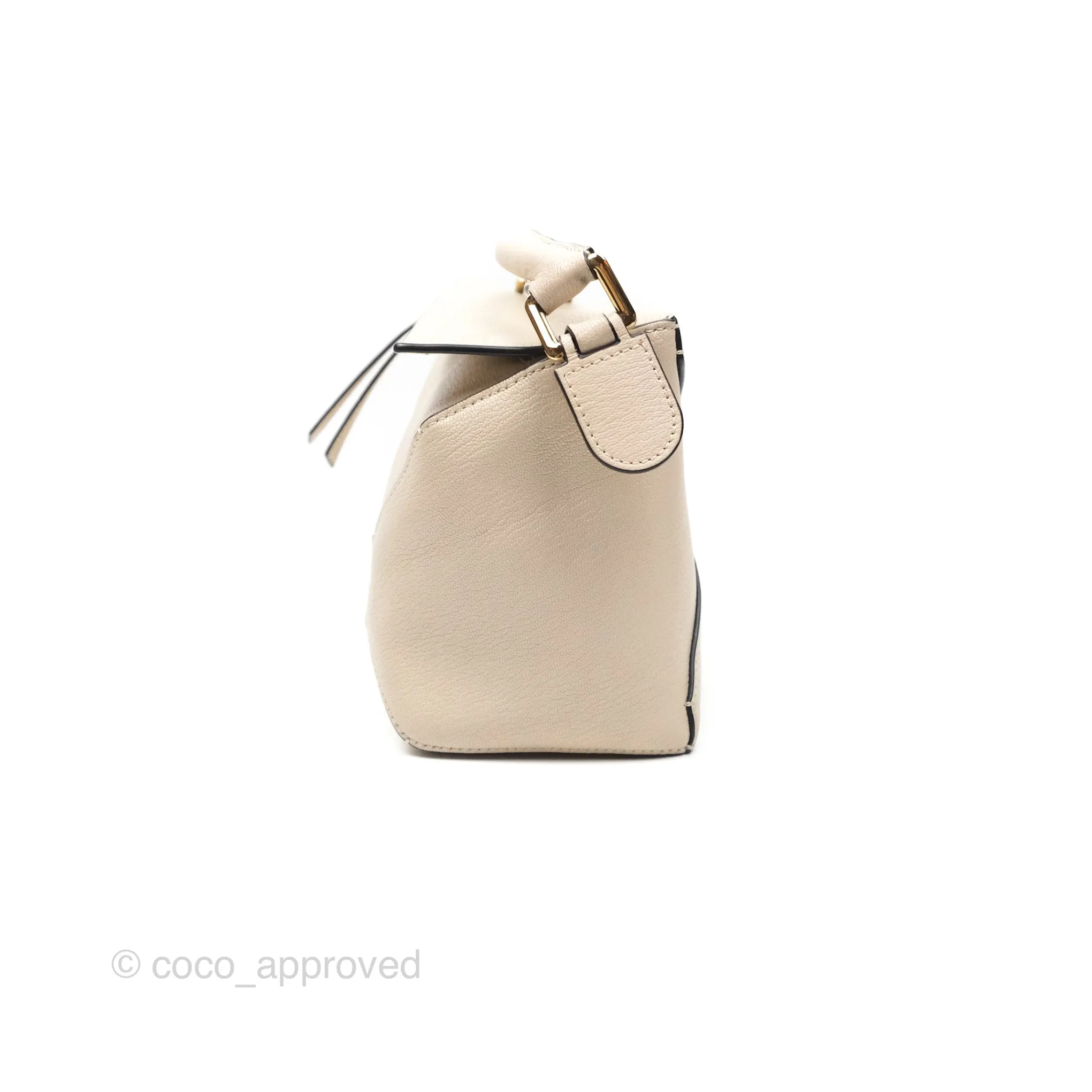 Loewe Small Puzzle Bag Beige Calfskin Gold Hardware