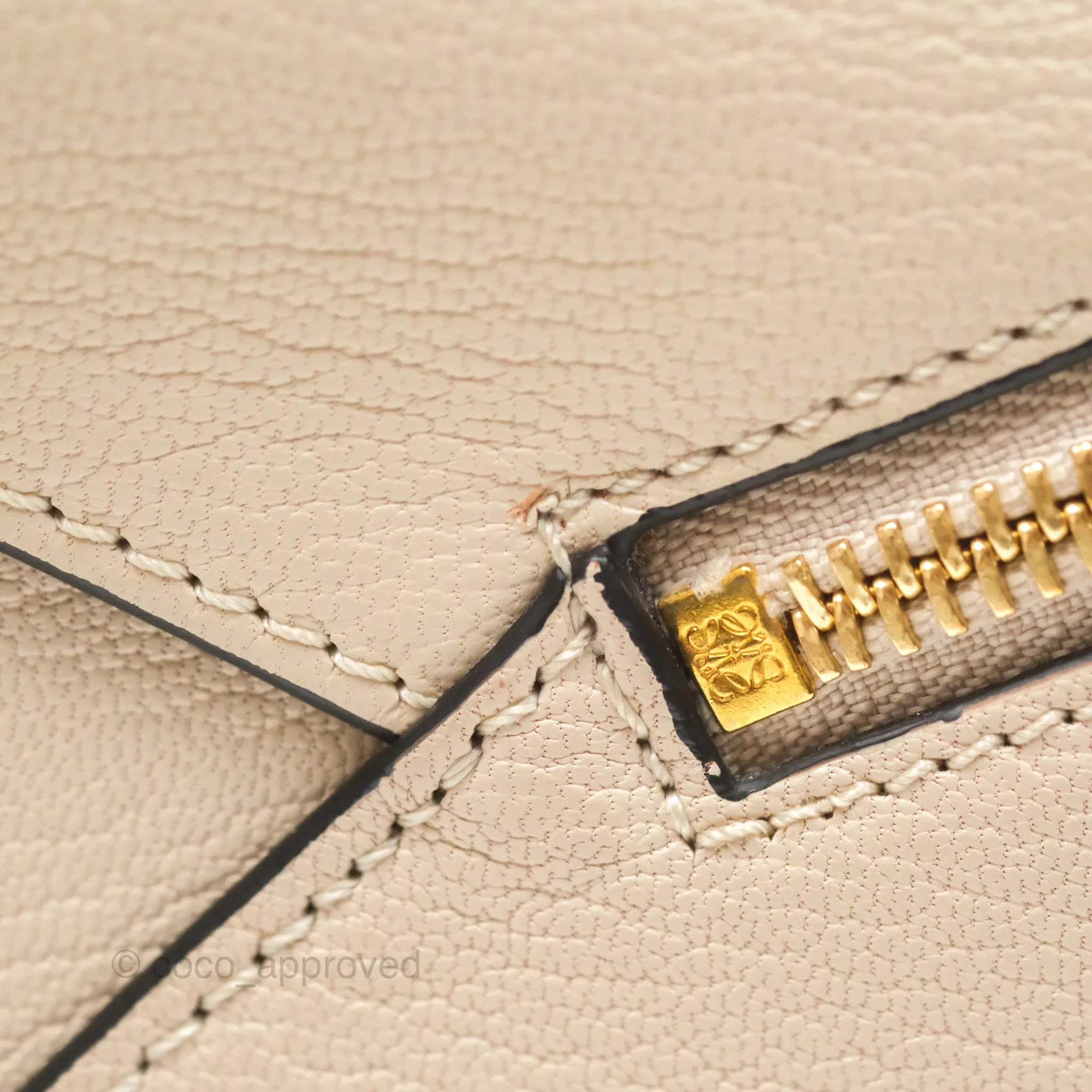 Loewe Small Puzzle Bag Beige Calfskin Gold Hardware