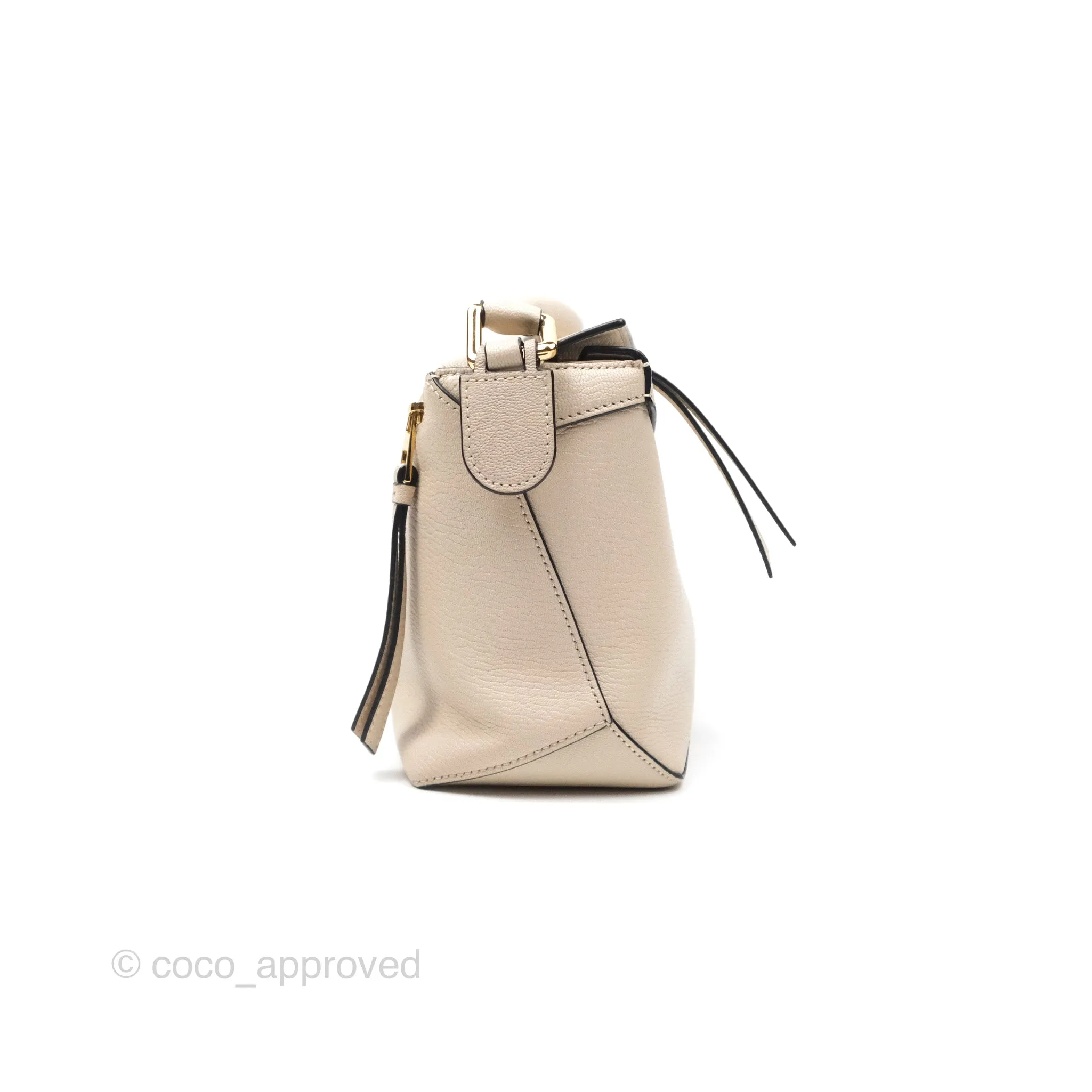 Loewe Small Puzzle Bag Beige Calfskin Gold Hardware