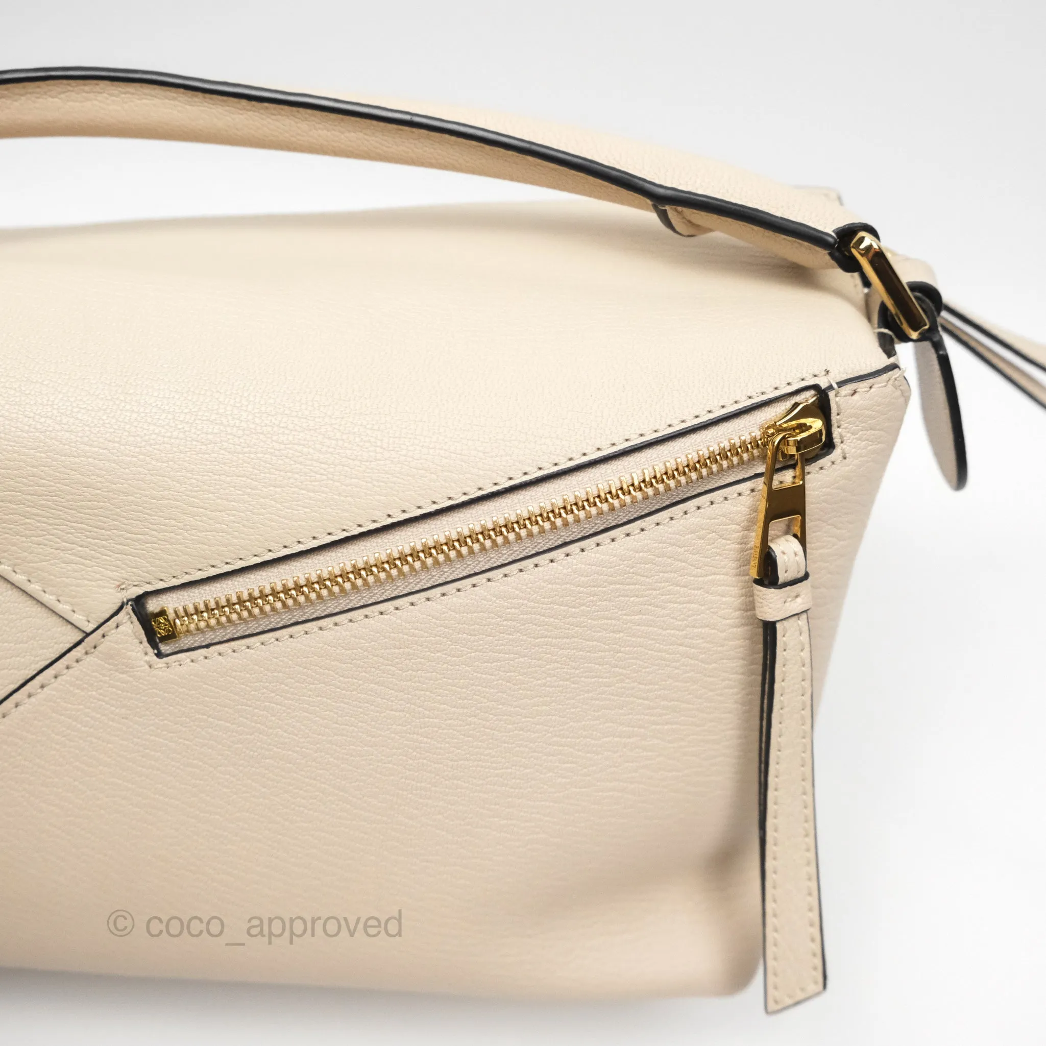 Loewe Small Puzzle Bag Beige Calfskin Gold Hardware