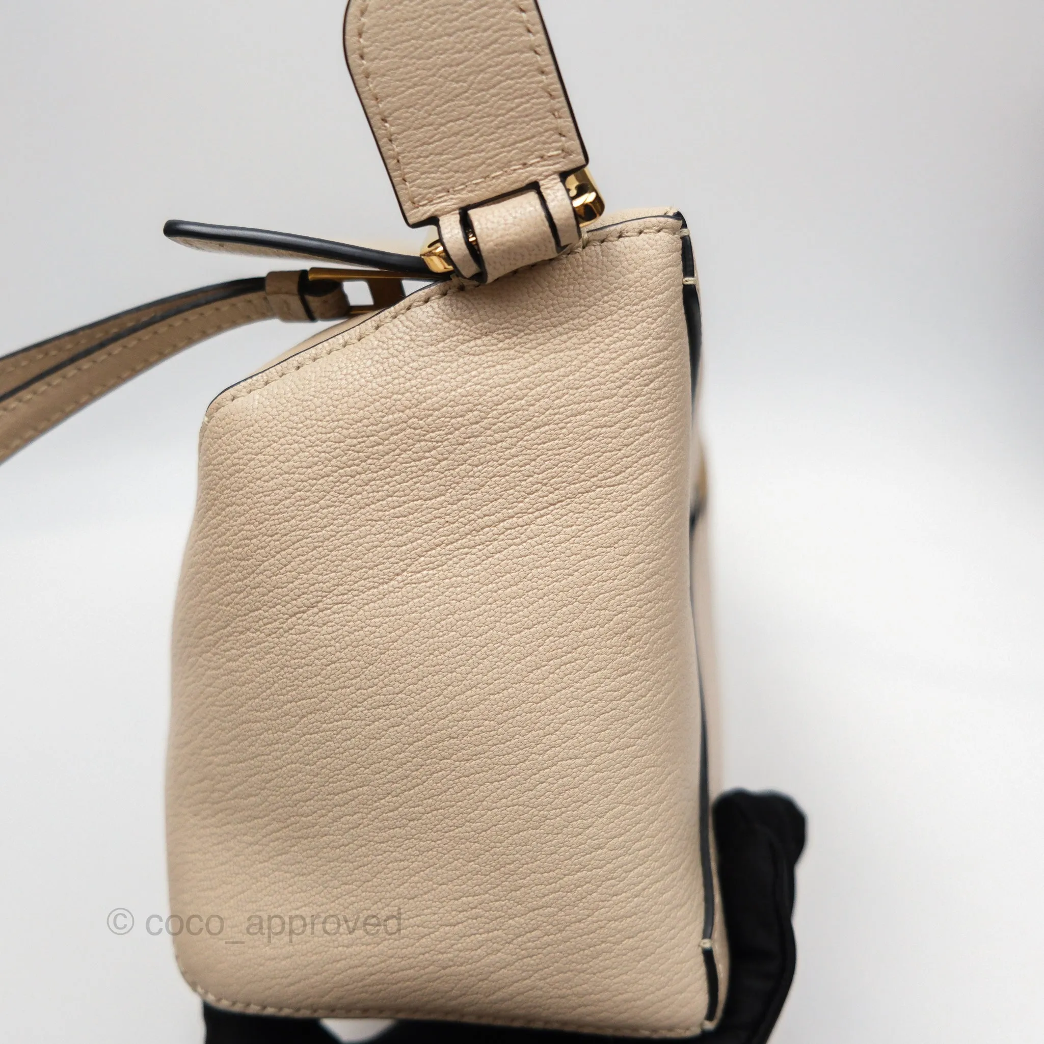 Loewe Small Puzzle Bag Beige Calfskin Gold Hardware