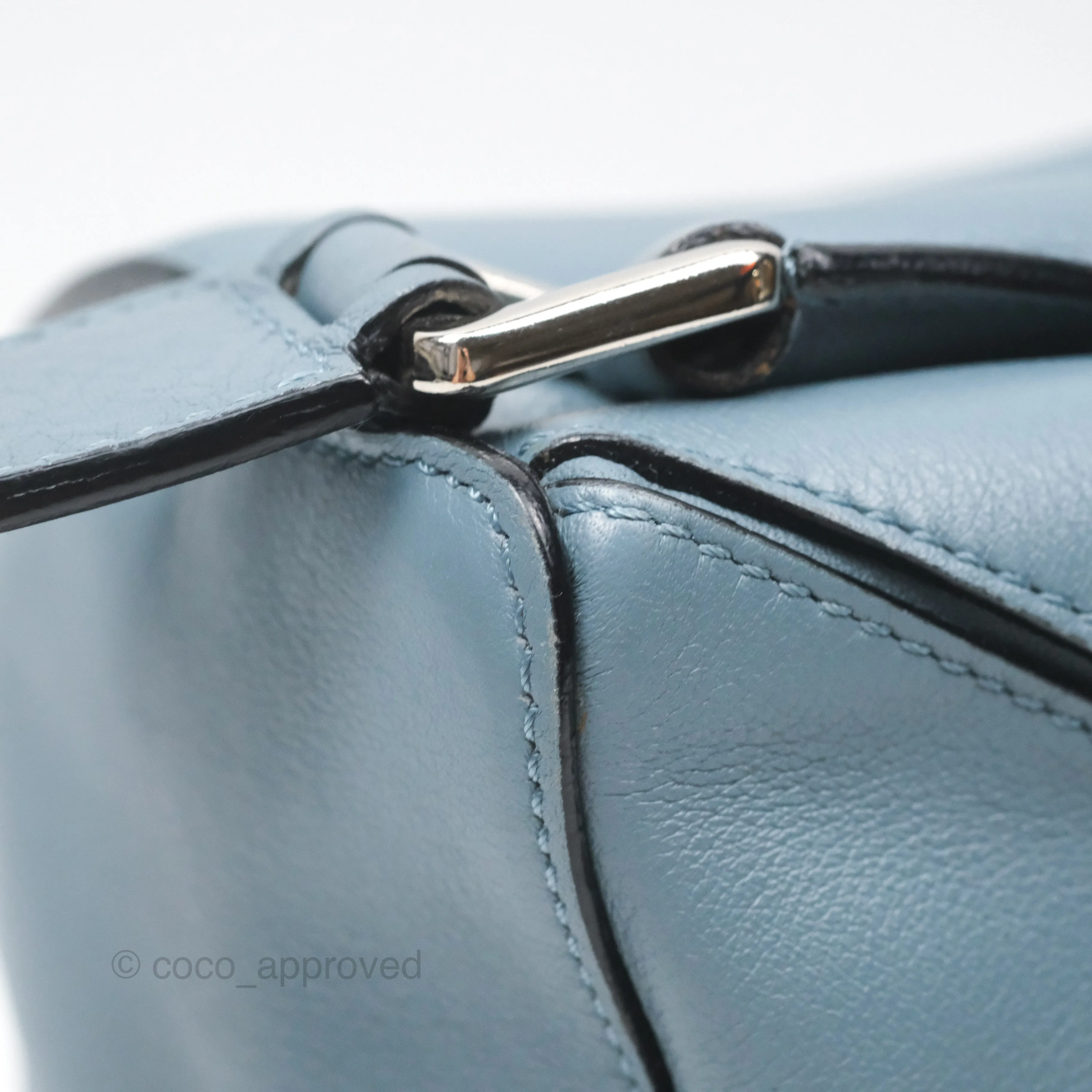 Loewe Small Puzzle Bag Blue Calfskin Silver Hardware