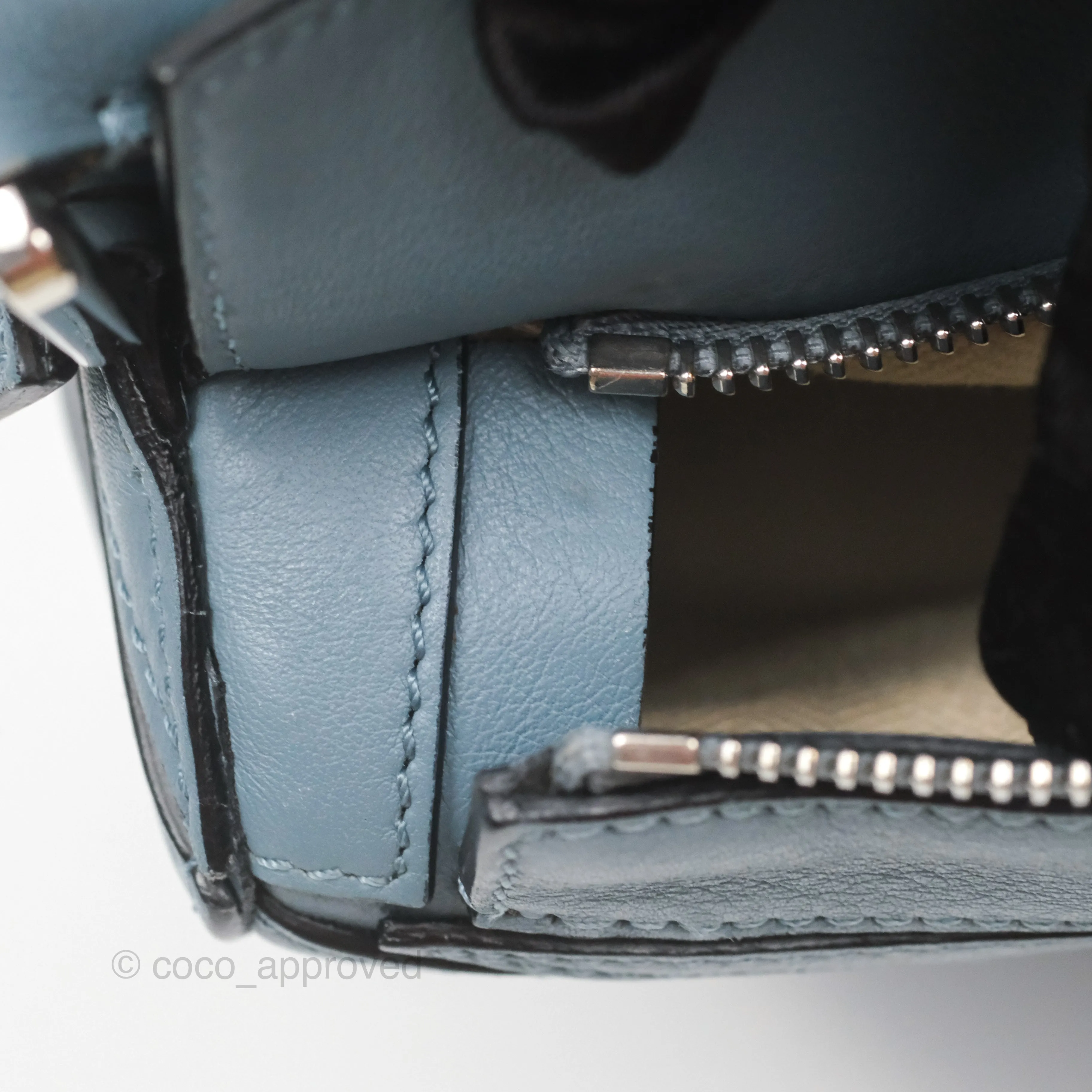 Loewe Small Puzzle Bag Blue Calfskin Silver Hardware