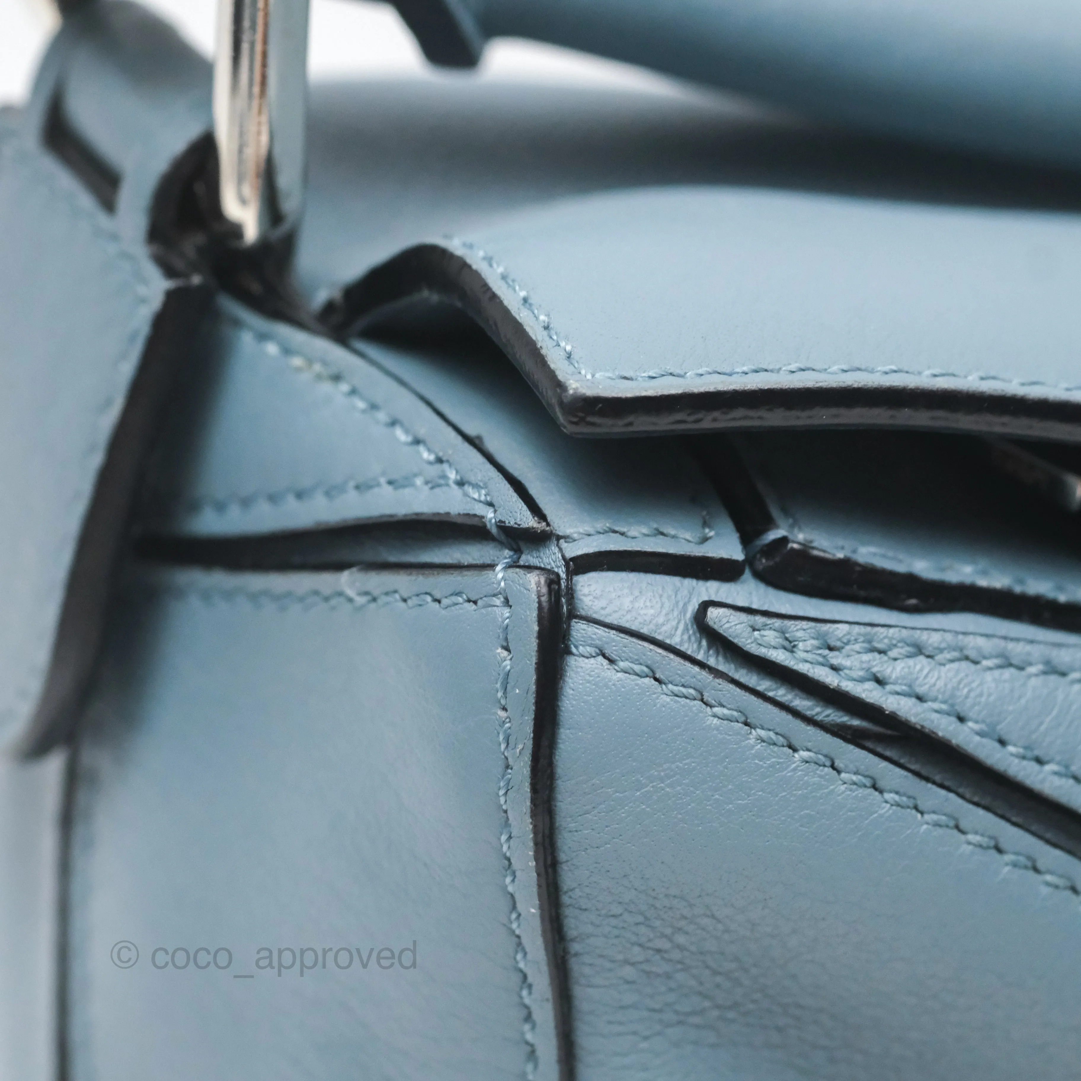 Loewe Small Puzzle Bag Blue Calfskin Silver Hardware