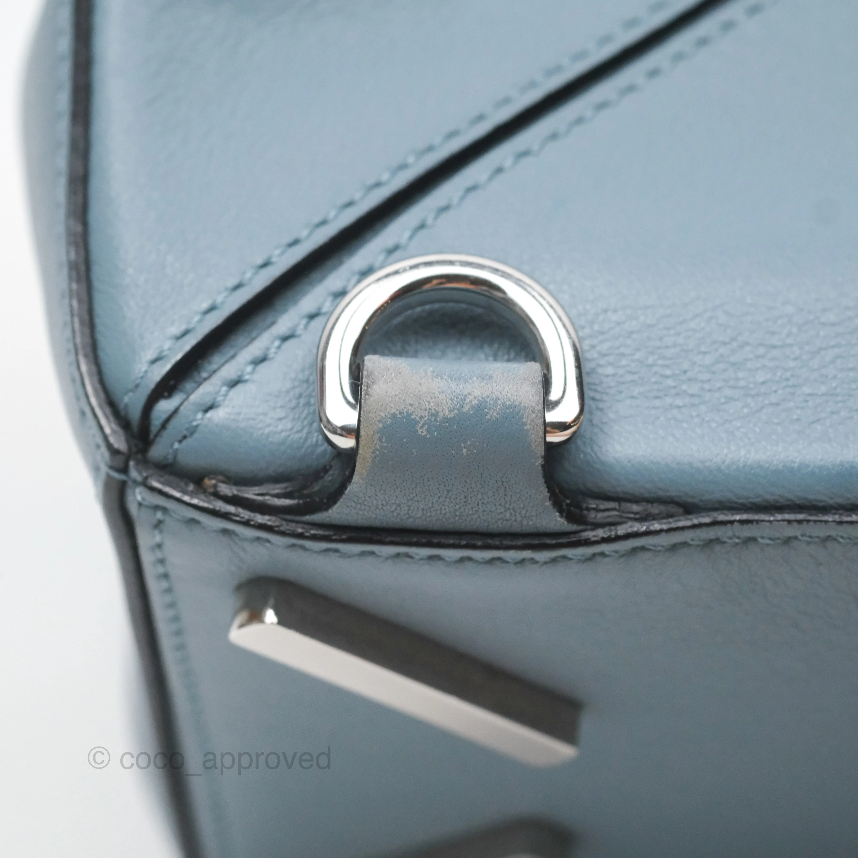 Loewe Small Puzzle Bag Blue Calfskin Silver Hardware