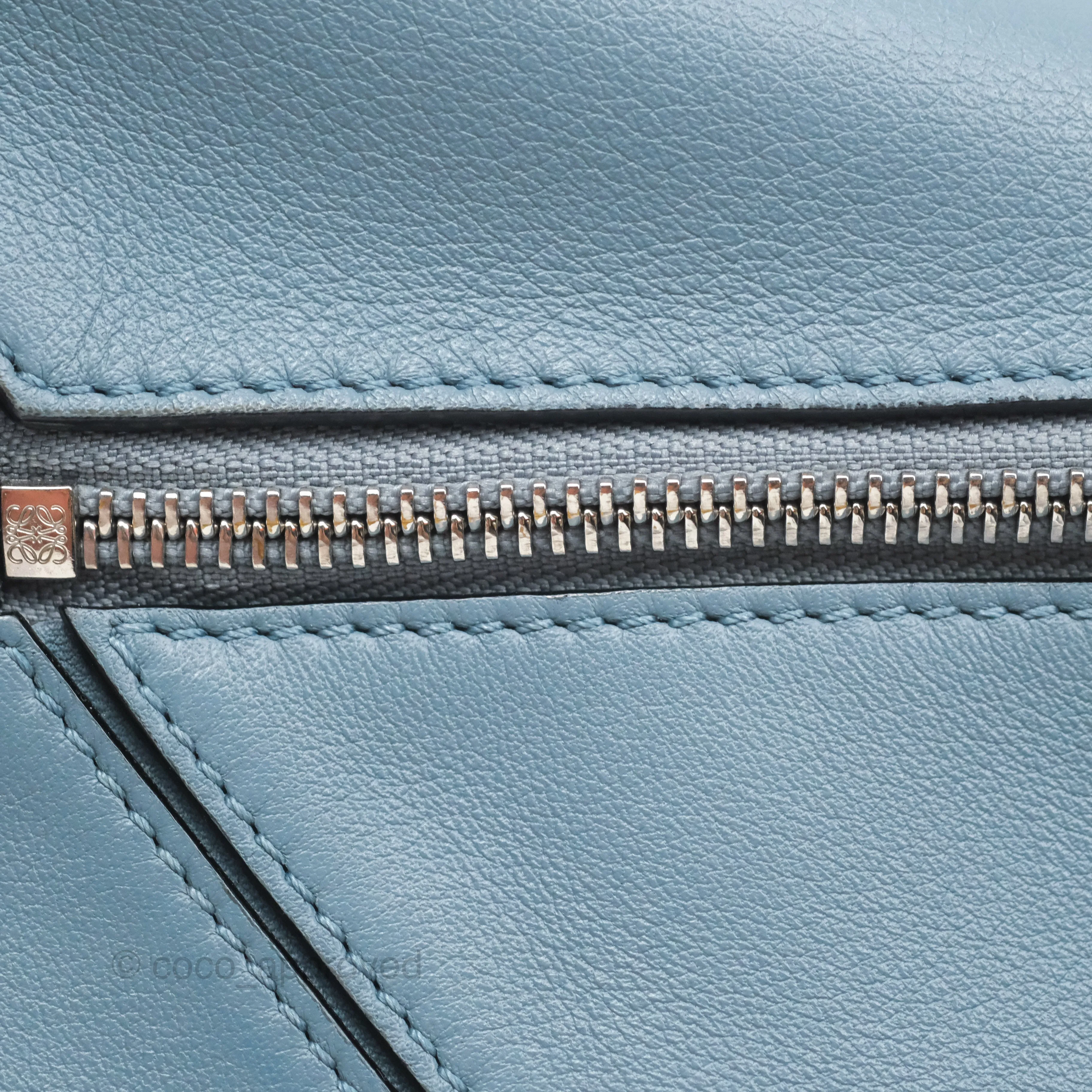 Loewe Small Puzzle Bag Blue Calfskin Silver Hardware