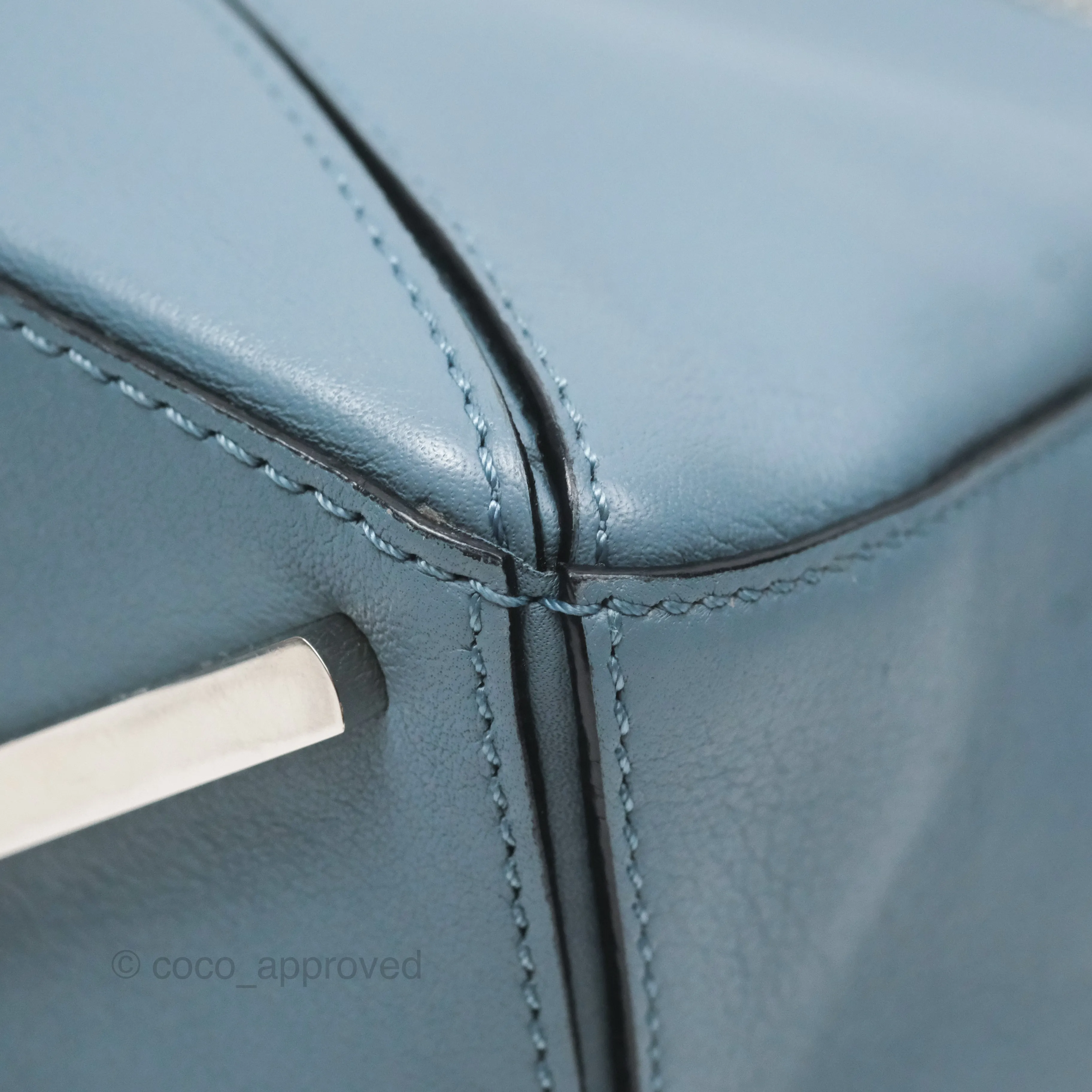 Loewe Small Puzzle Bag Blue Calfskin Silver Hardware