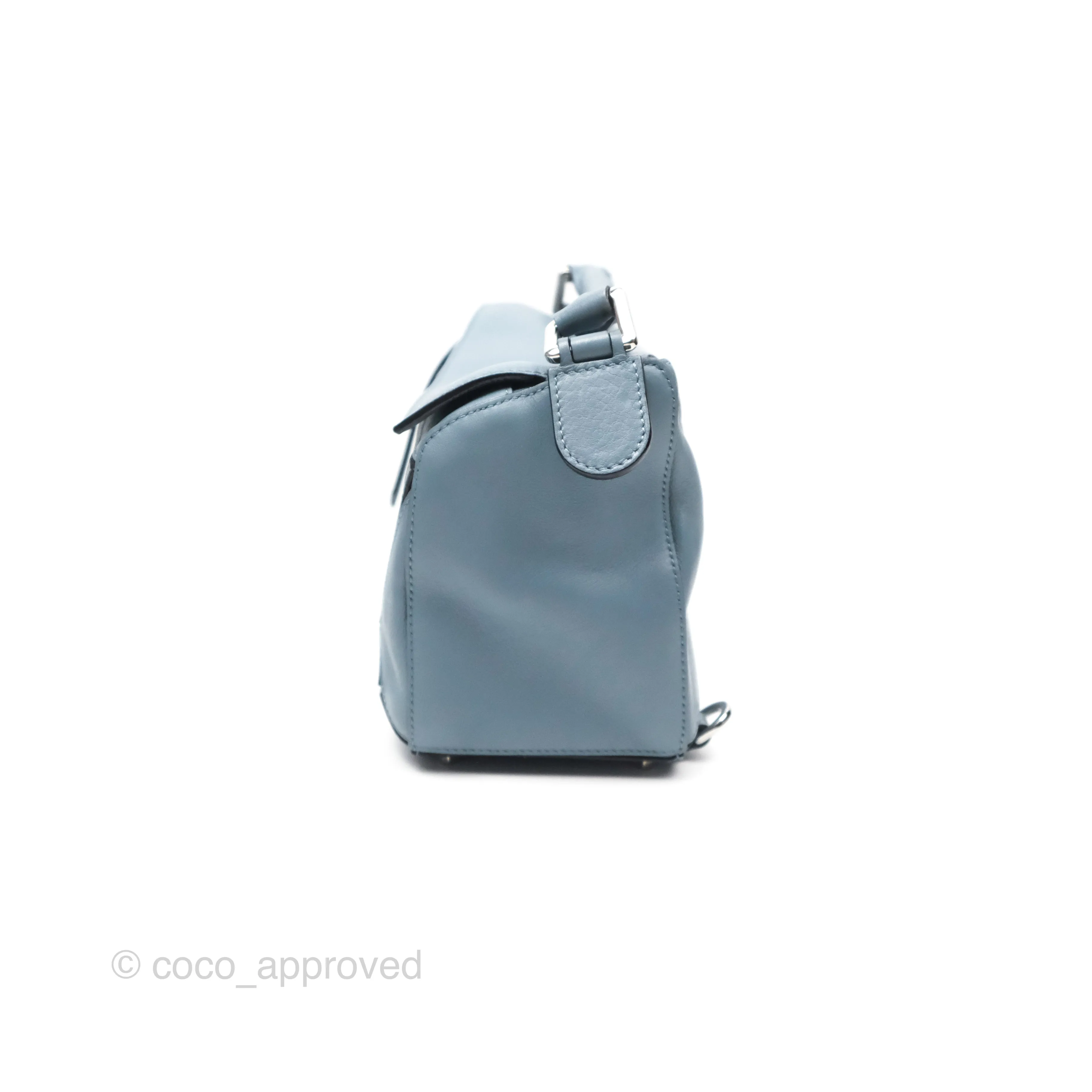 Loewe Small Puzzle Bag Blue Calfskin Silver Hardware