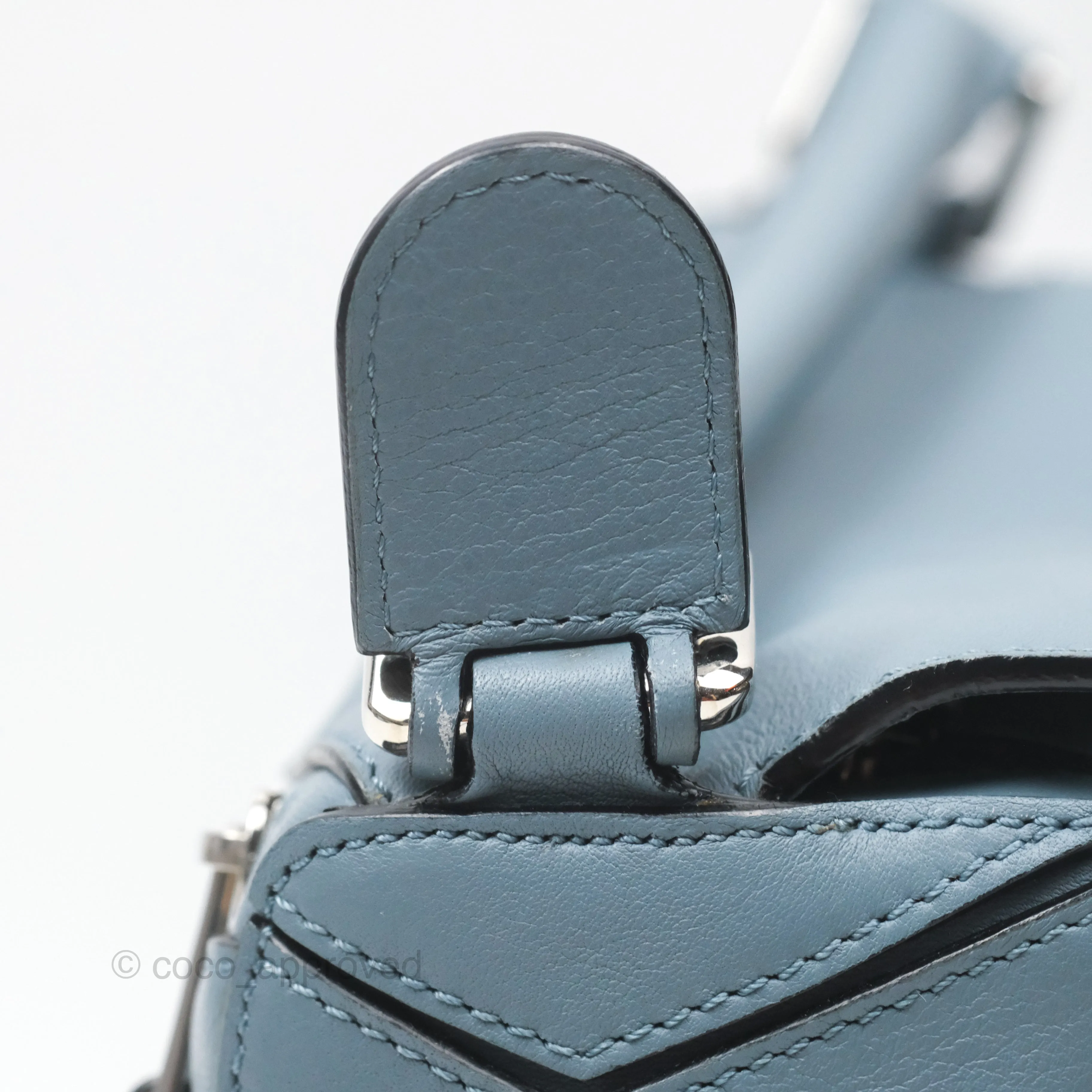 Loewe Small Puzzle Bag Blue Calfskin Silver Hardware