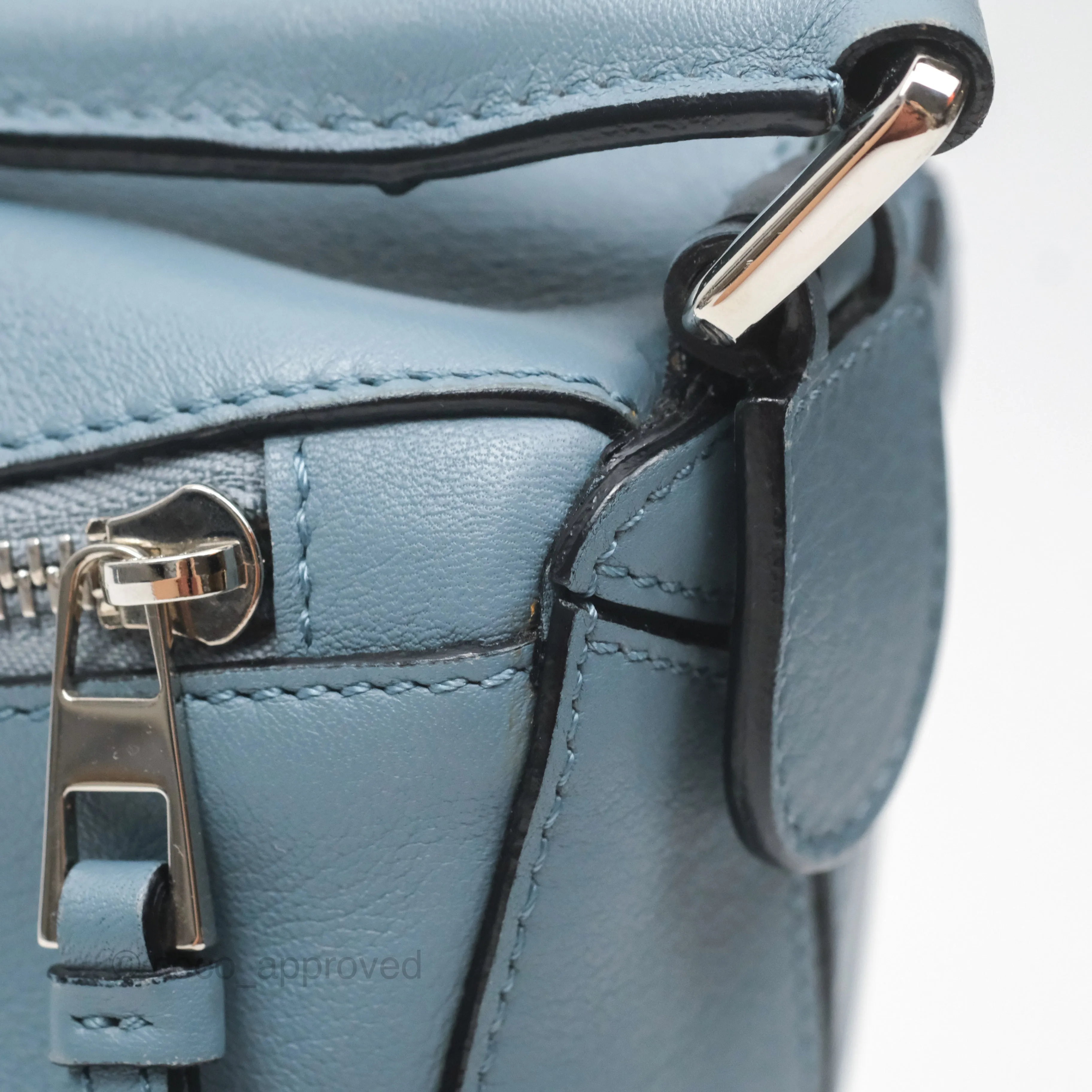 Loewe Small Puzzle Bag Blue Calfskin Silver Hardware