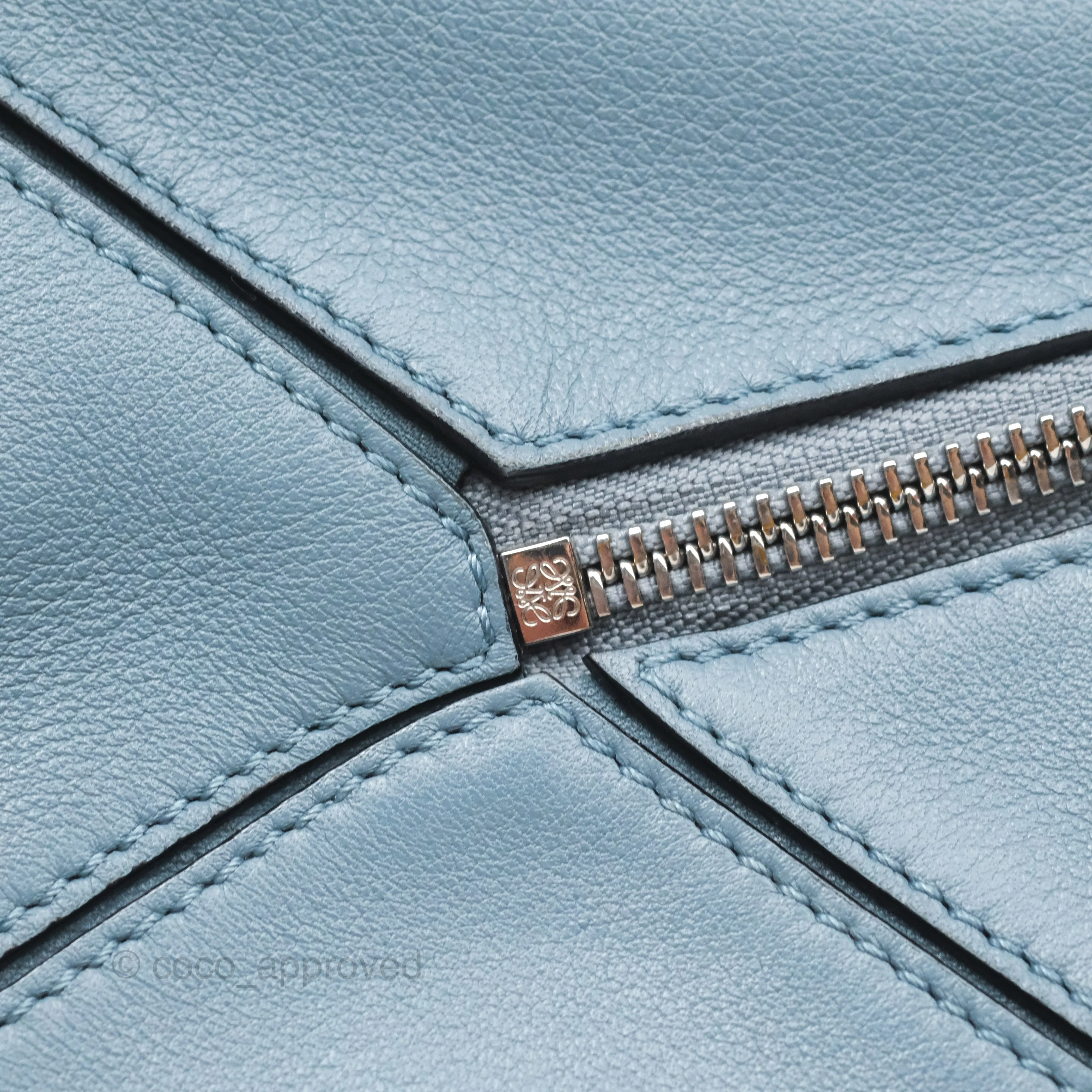 Loewe Small Puzzle Bag Blue Calfskin Silver Hardware