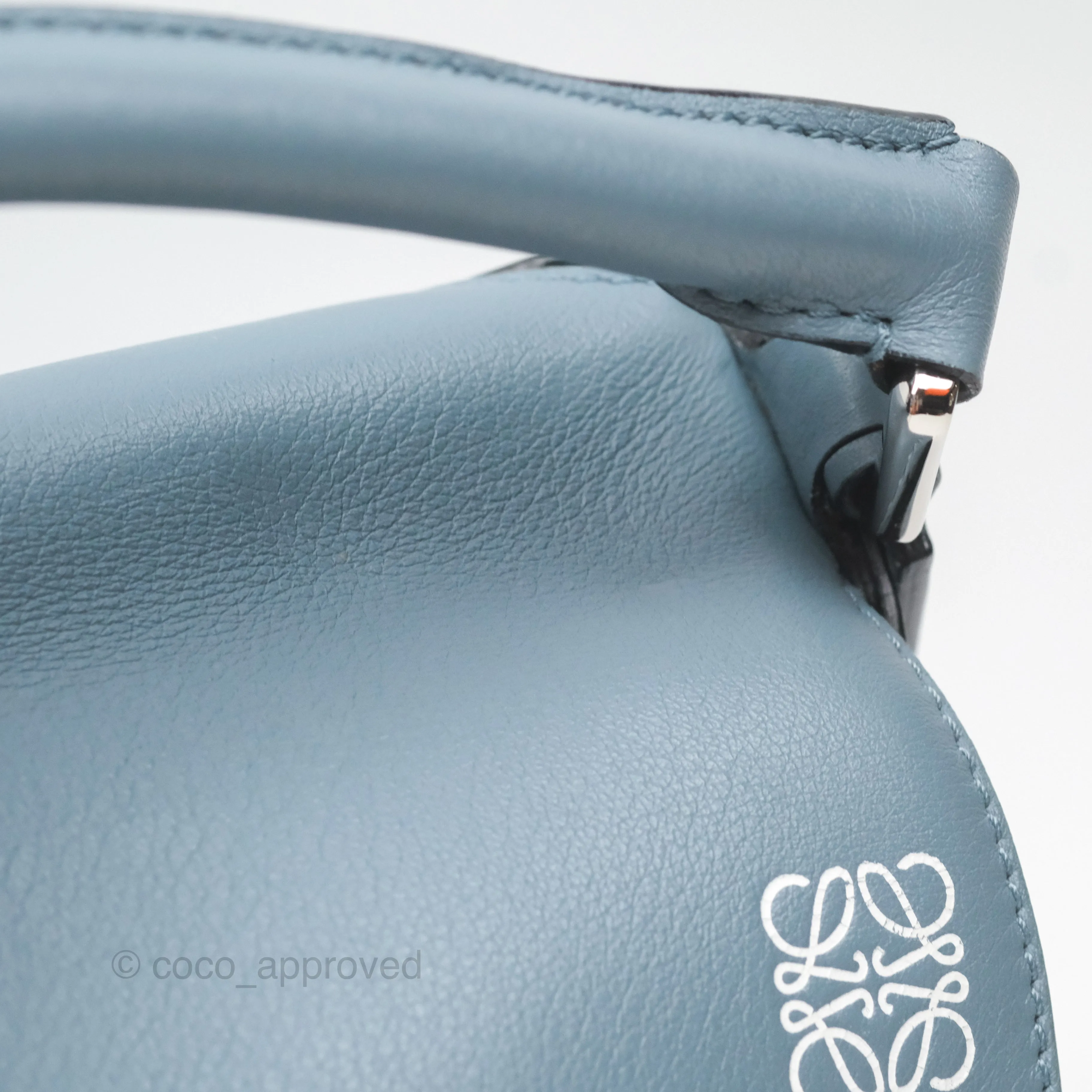 Loewe Small Puzzle Bag Blue Calfskin Silver Hardware