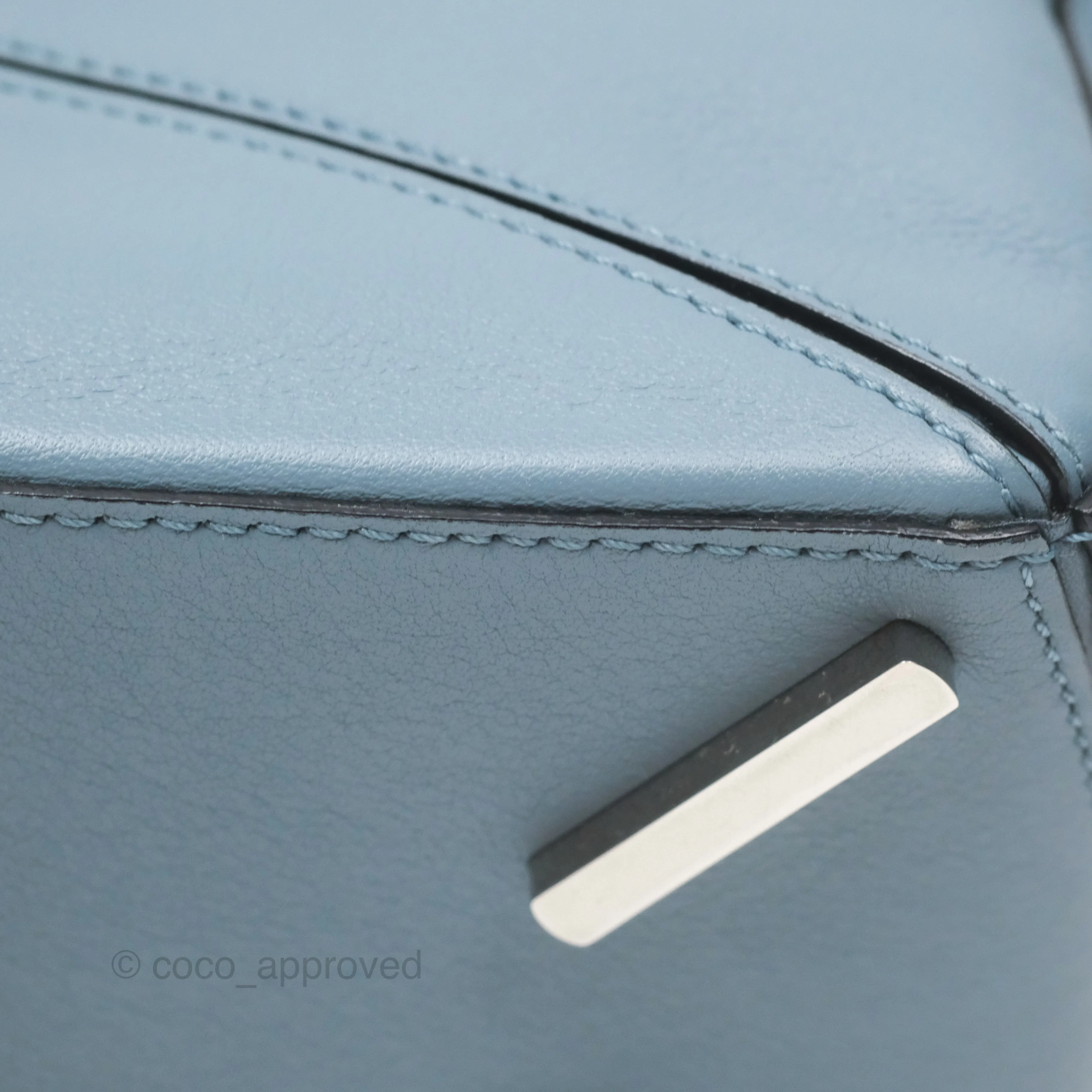 Loewe Small Puzzle Bag Blue Calfskin Silver Hardware