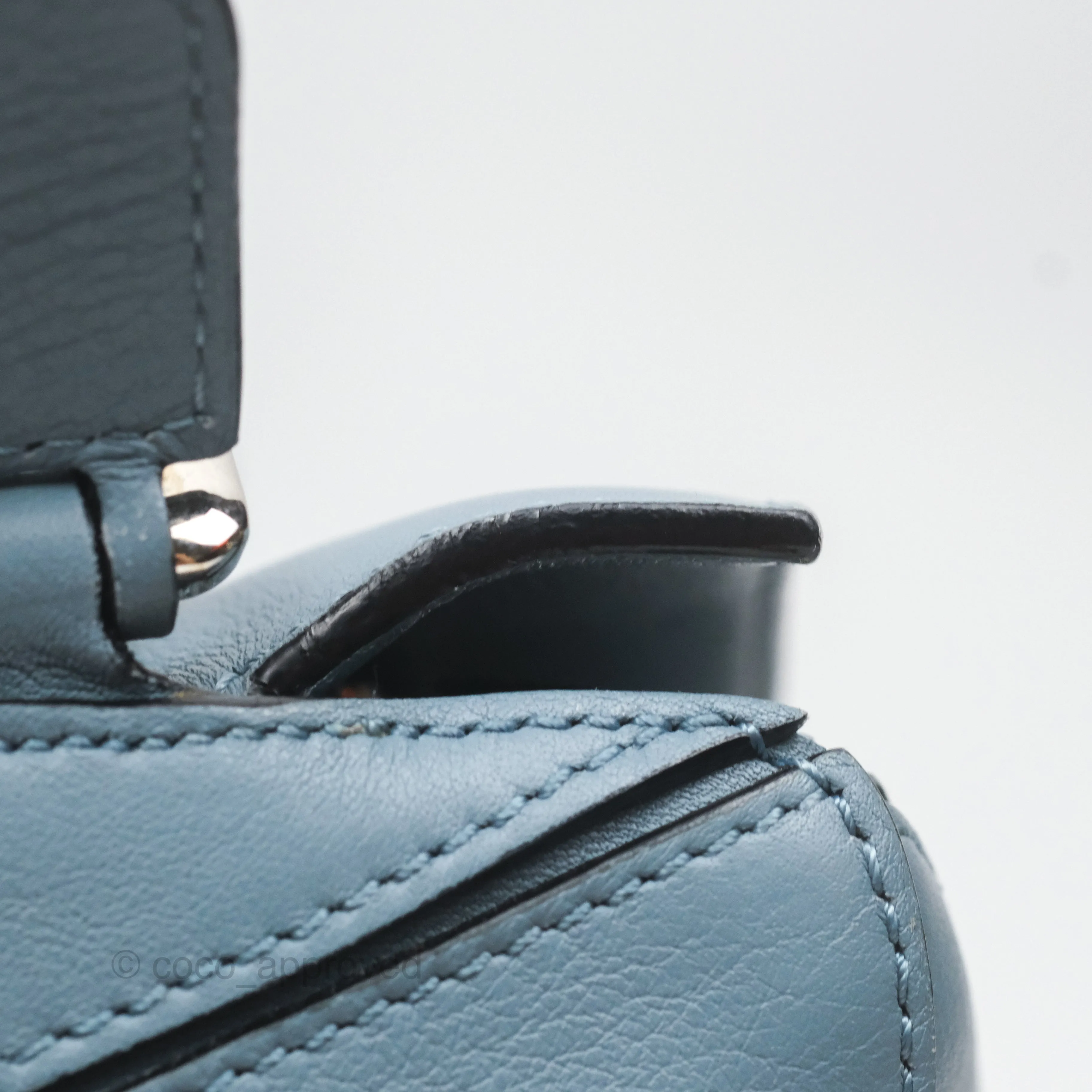 Loewe Small Puzzle Bag Blue Calfskin Silver Hardware