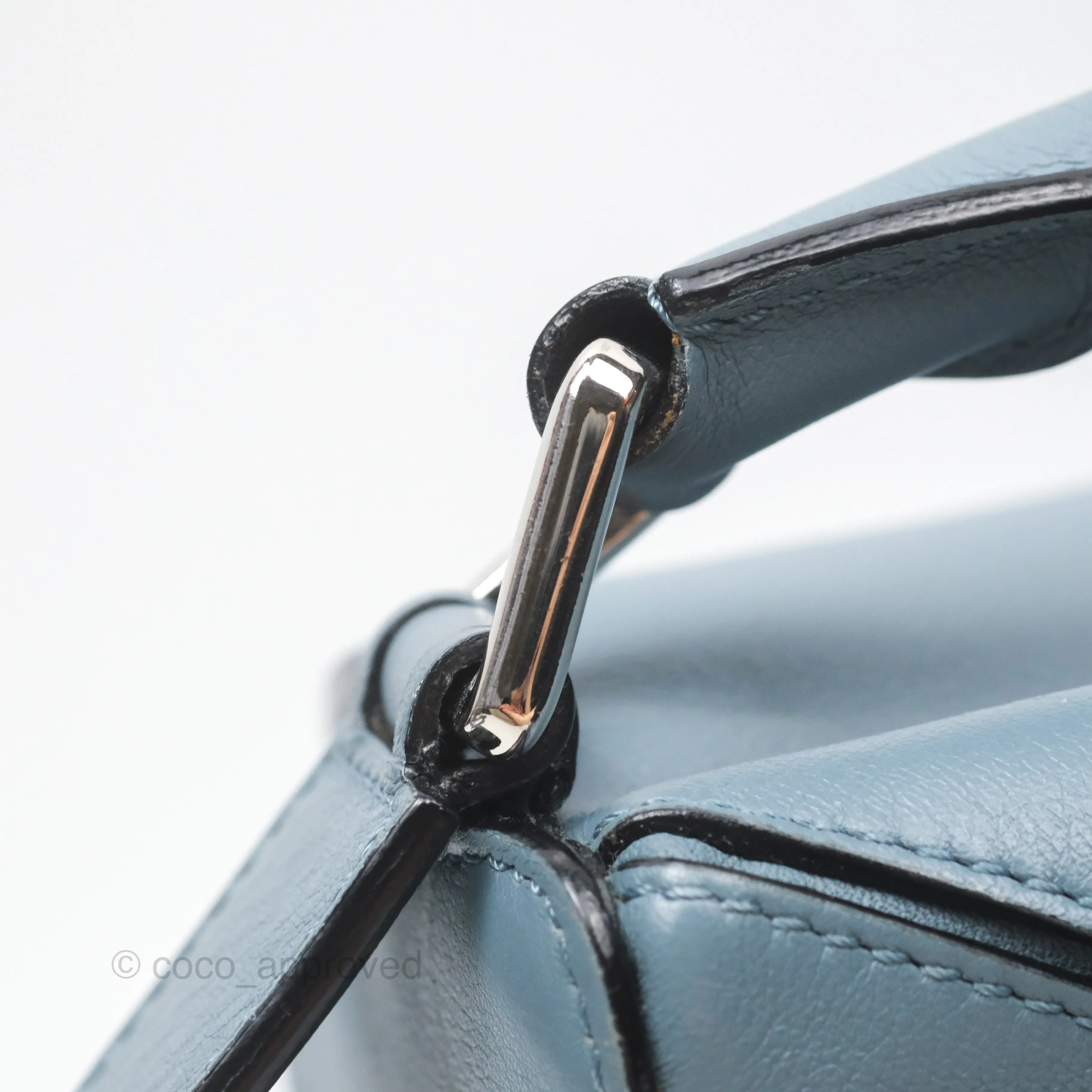 Loewe Small Puzzle Bag Blue Calfskin Silver Hardware