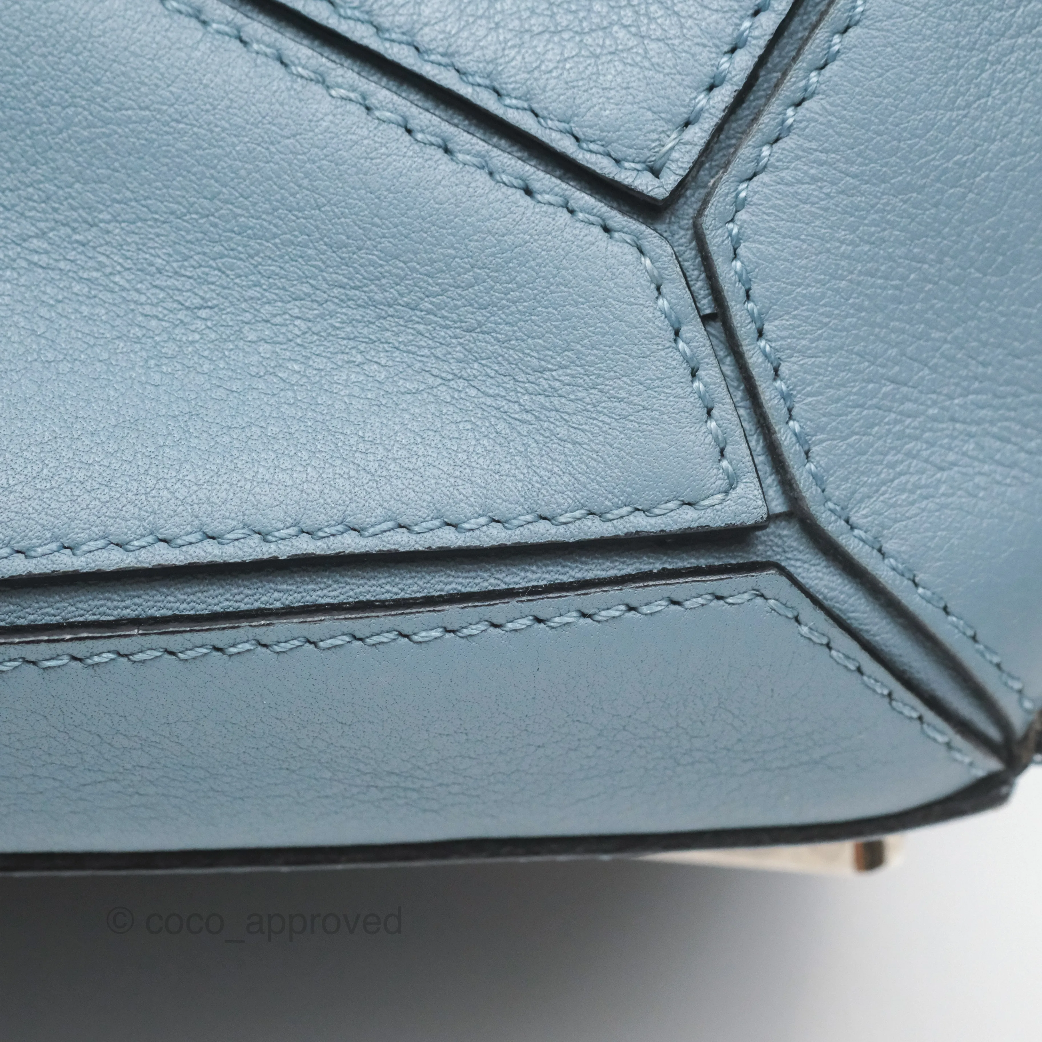 Loewe Small Puzzle Bag Blue Calfskin Silver Hardware