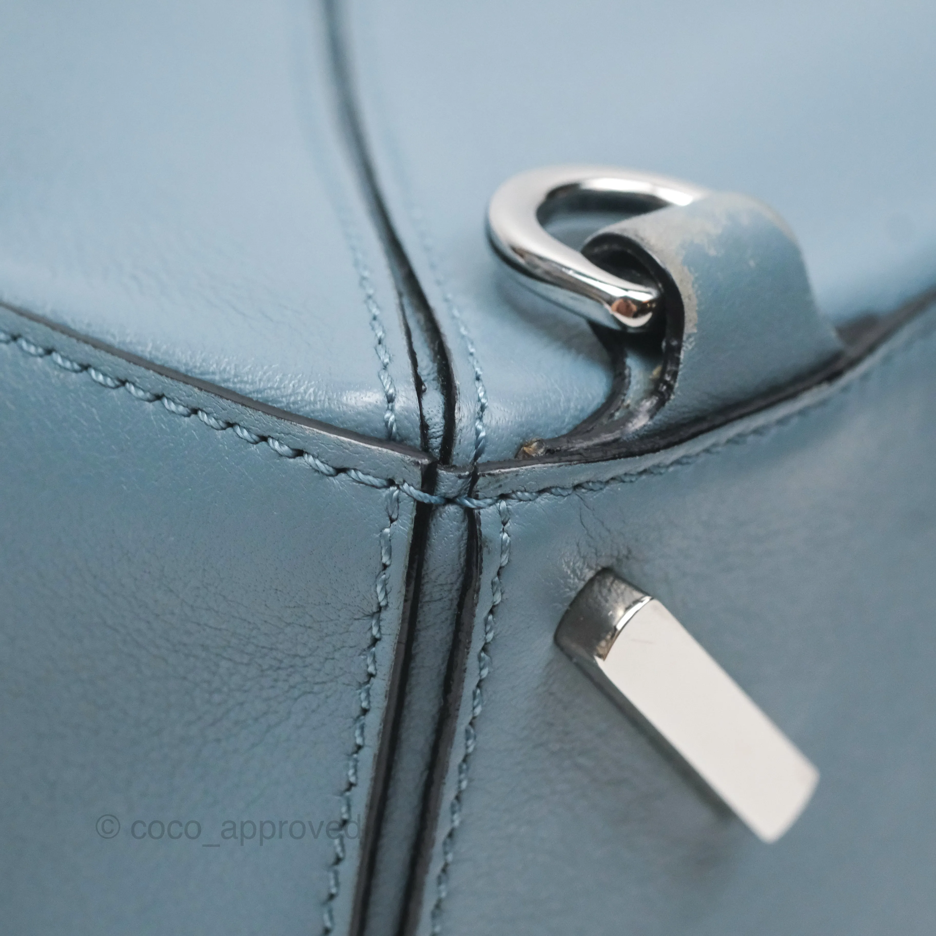 Loewe Small Puzzle Bag Blue Calfskin Silver Hardware