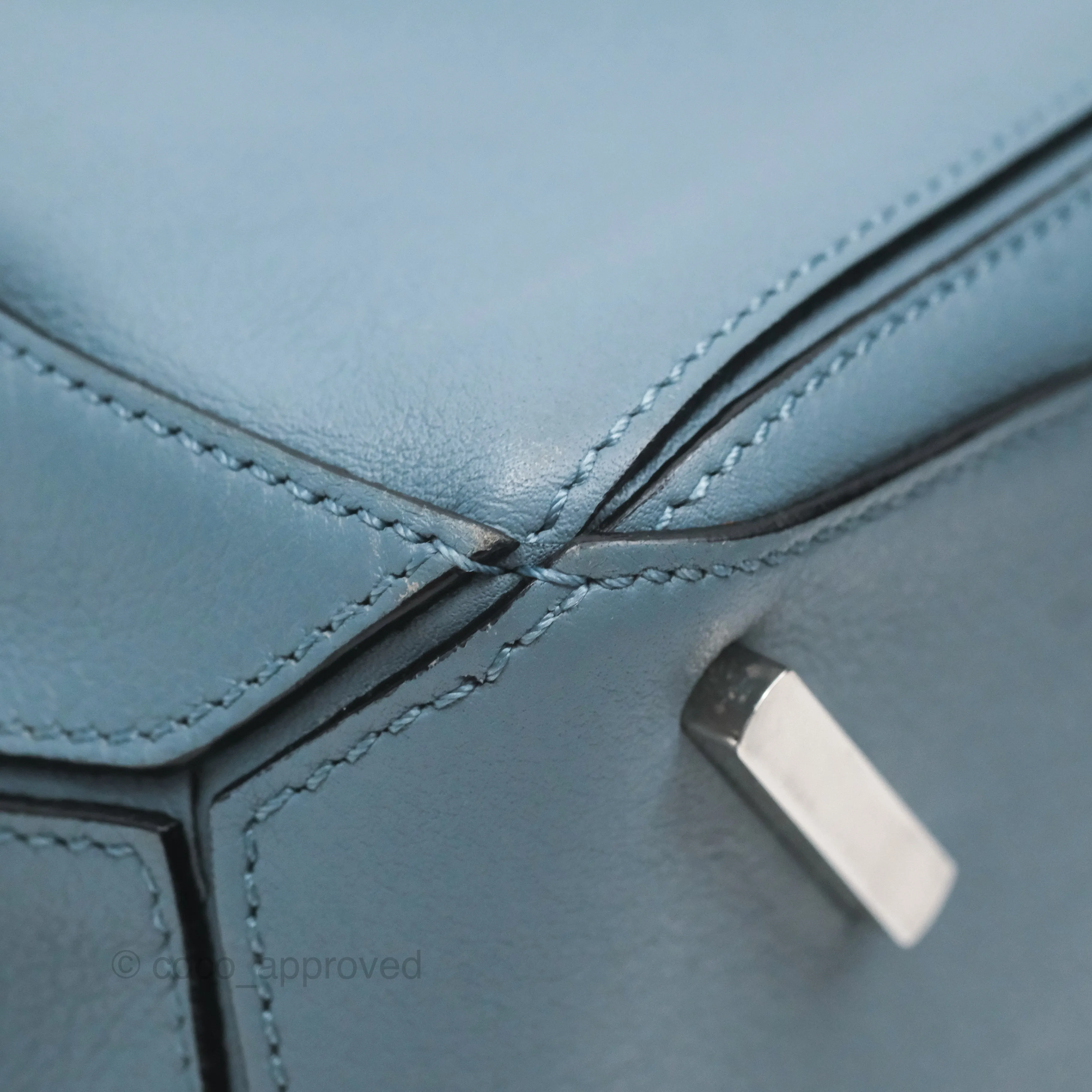 Loewe Small Puzzle Bag Blue Calfskin Silver Hardware