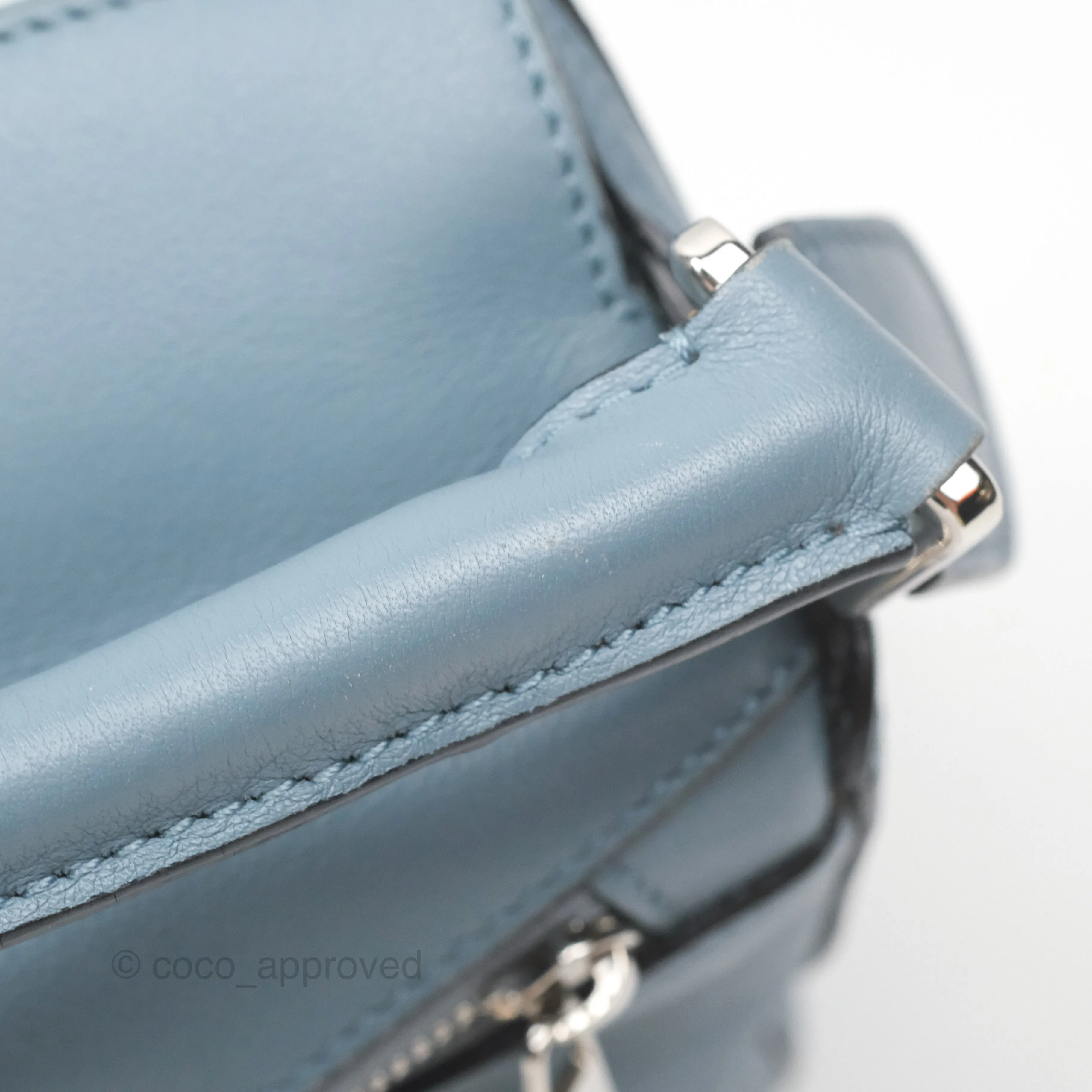 Loewe Small Puzzle Bag Blue Calfskin Silver Hardware