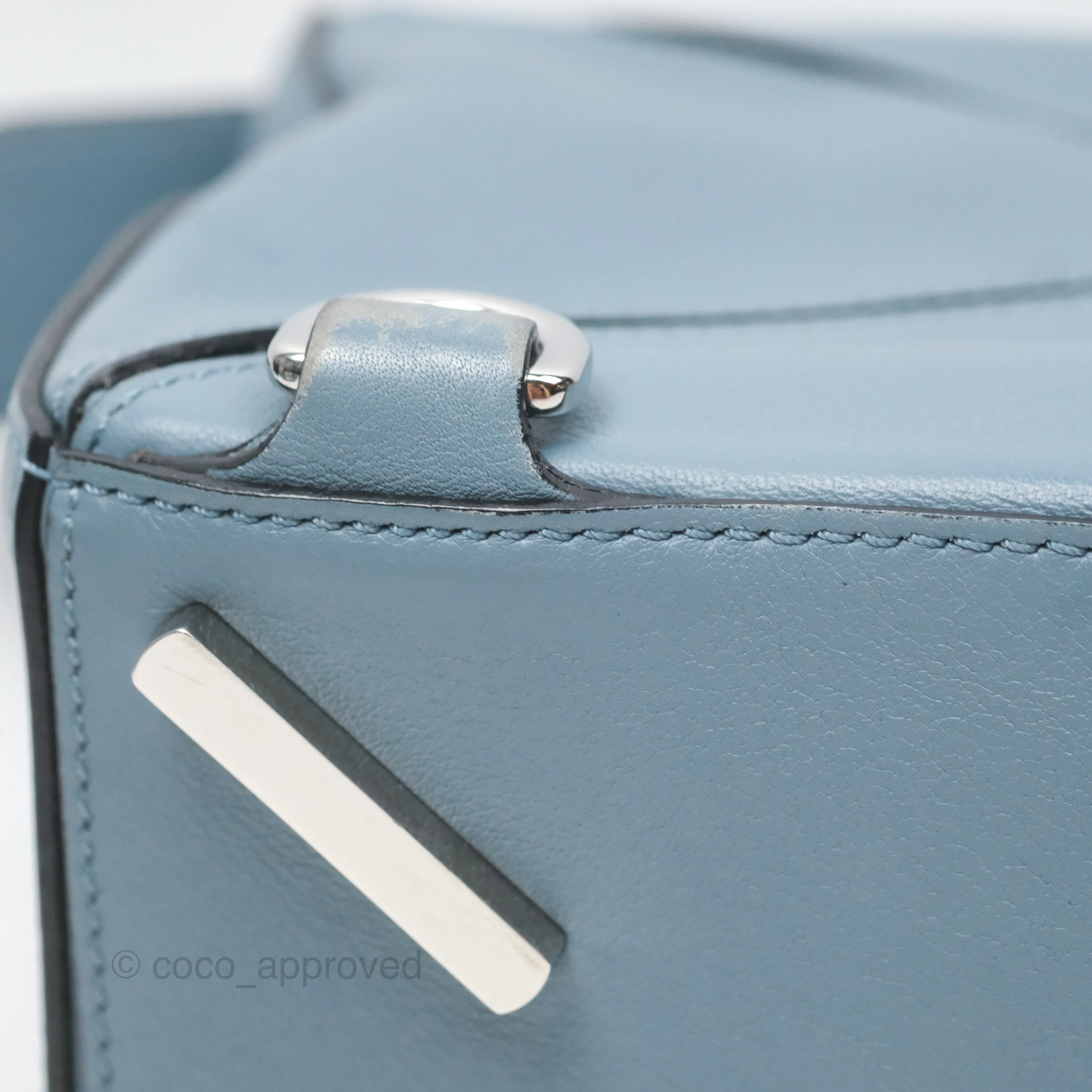 Loewe Small Puzzle Bag Blue Calfskin Silver Hardware