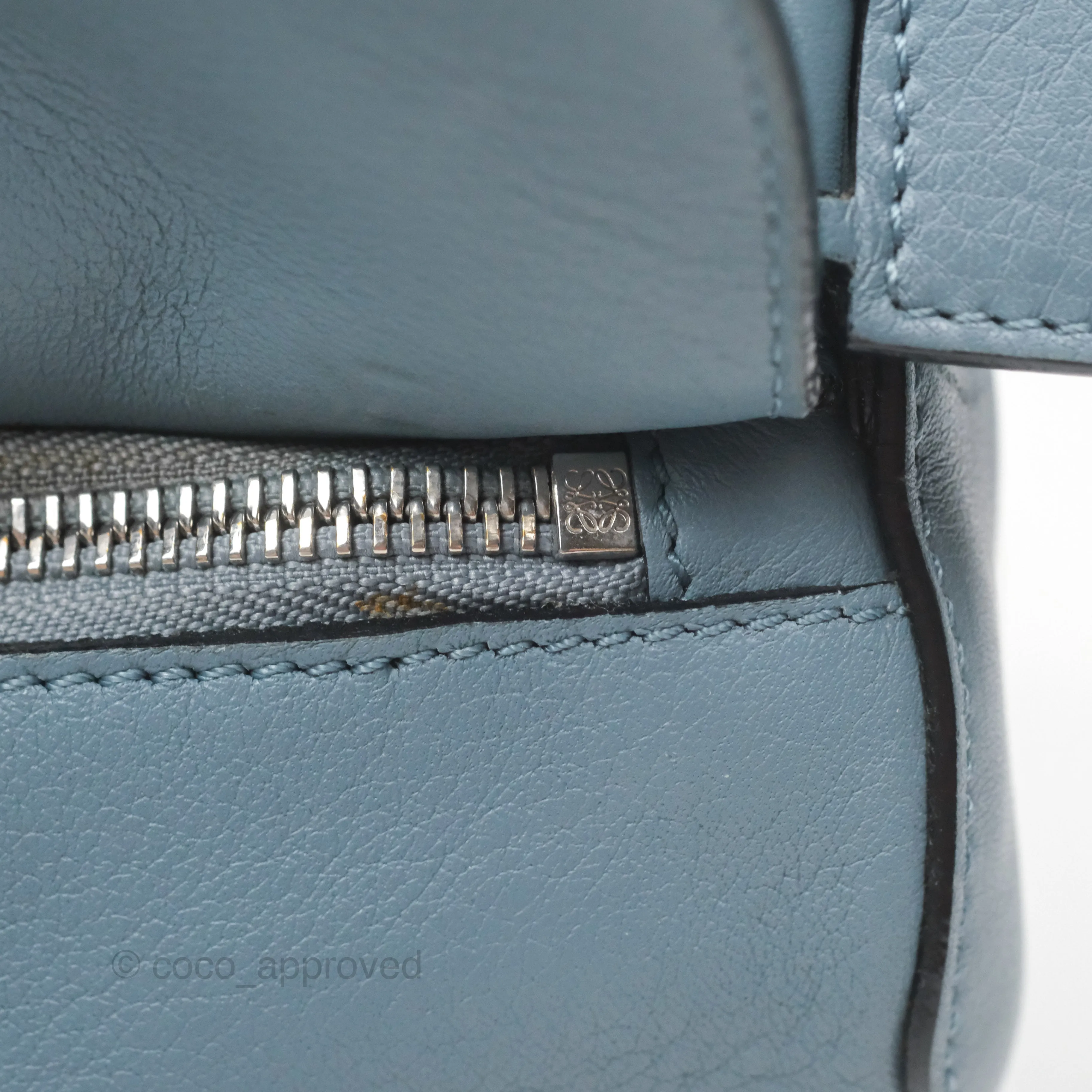 Loewe Small Puzzle Bag Blue Calfskin Silver Hardware